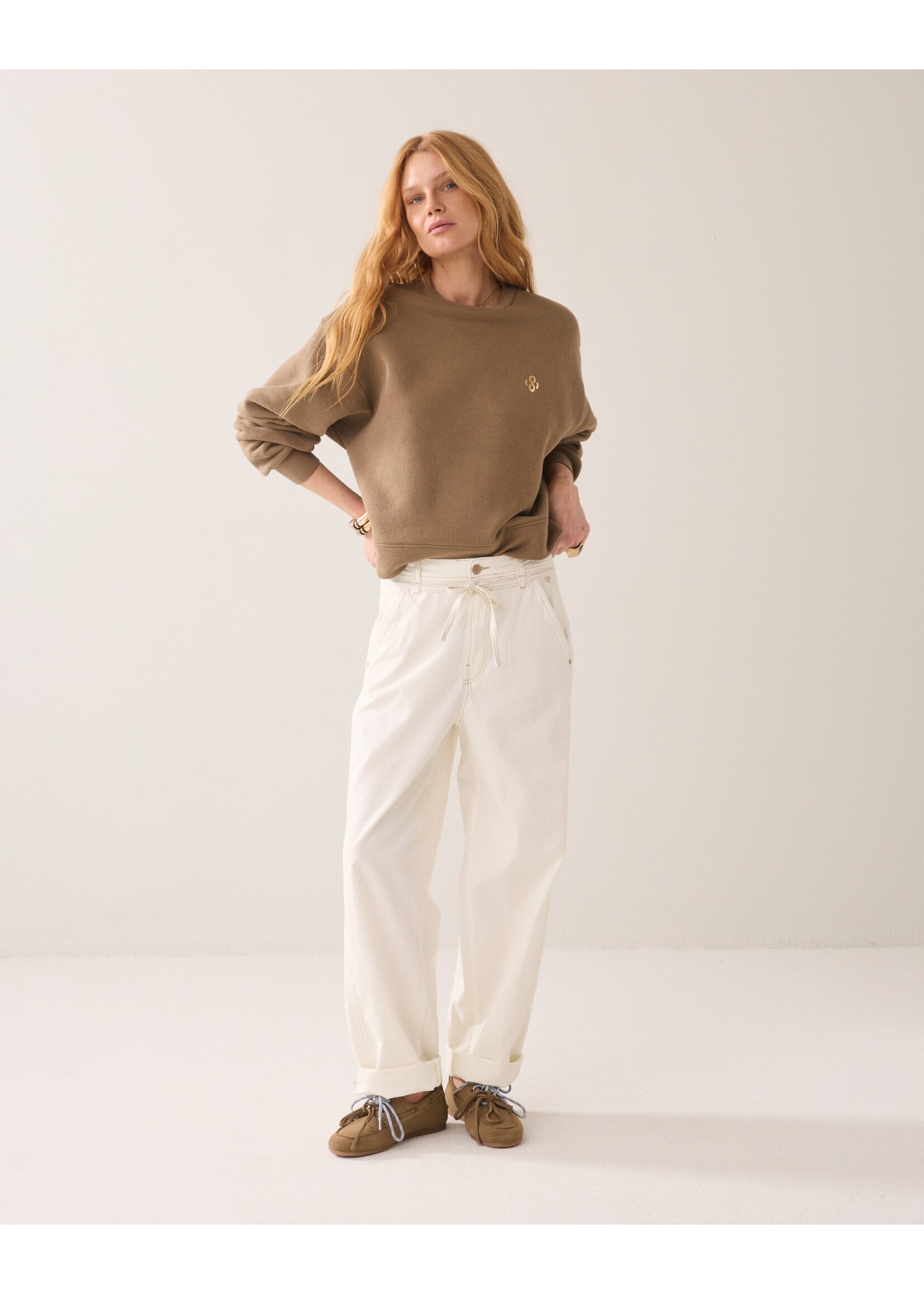 Summum Summum, Balloon pant Soft stretch canvas, Off white, Size: