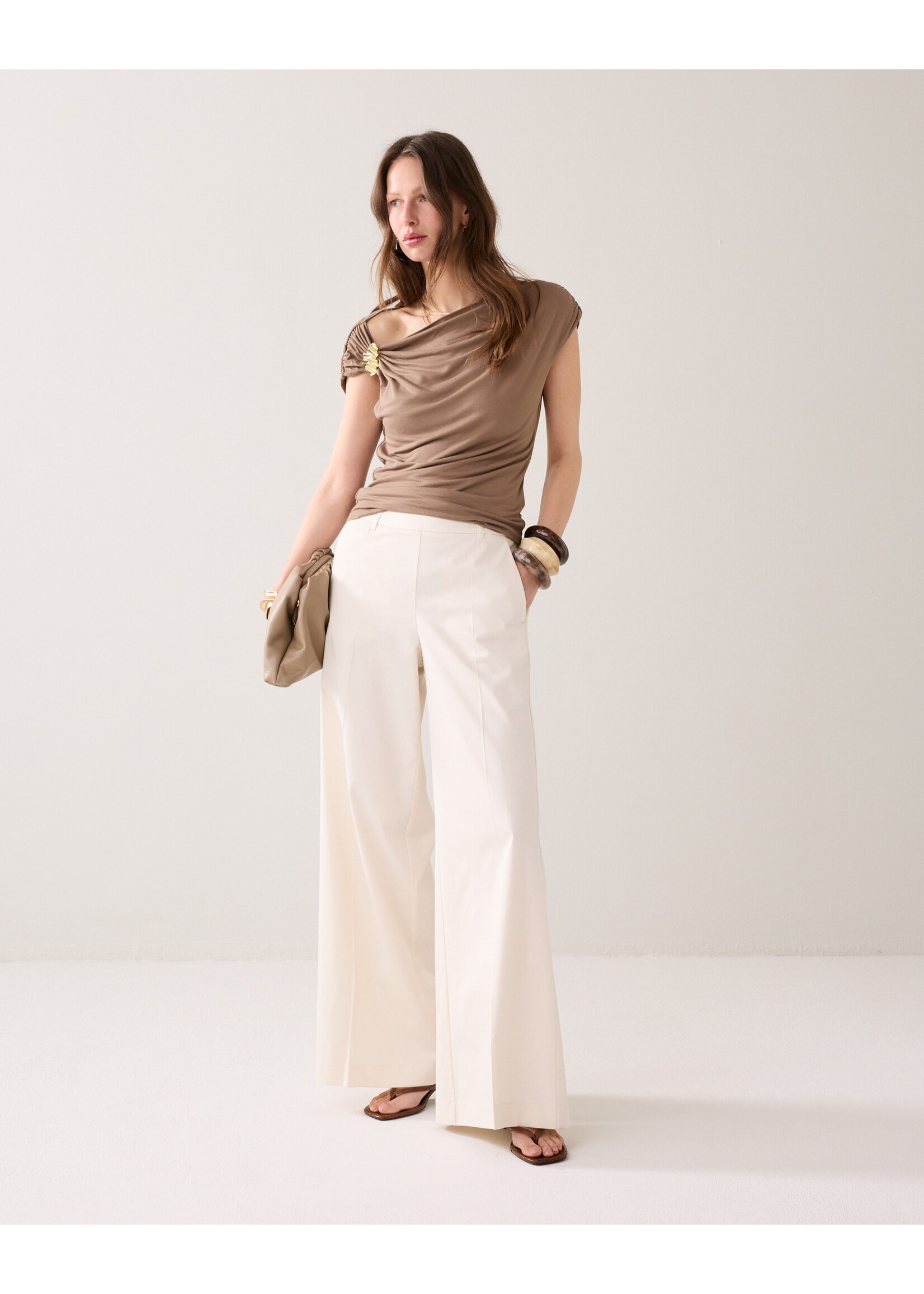 Summum Summum, Trousers long Cotton stretch, Off white, size: