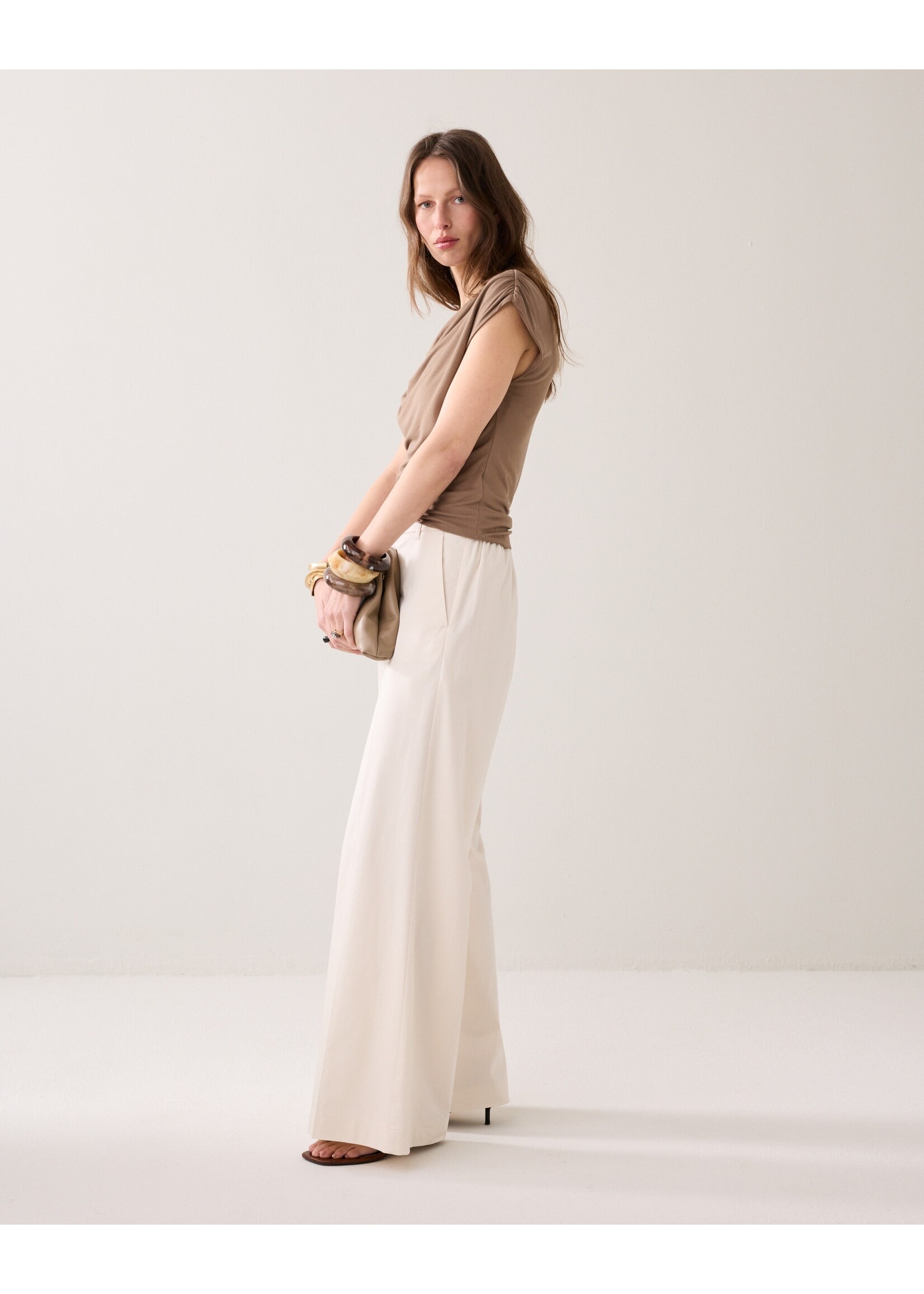 Summum Summum, Trousers long Cotton stretch, Off white, size: