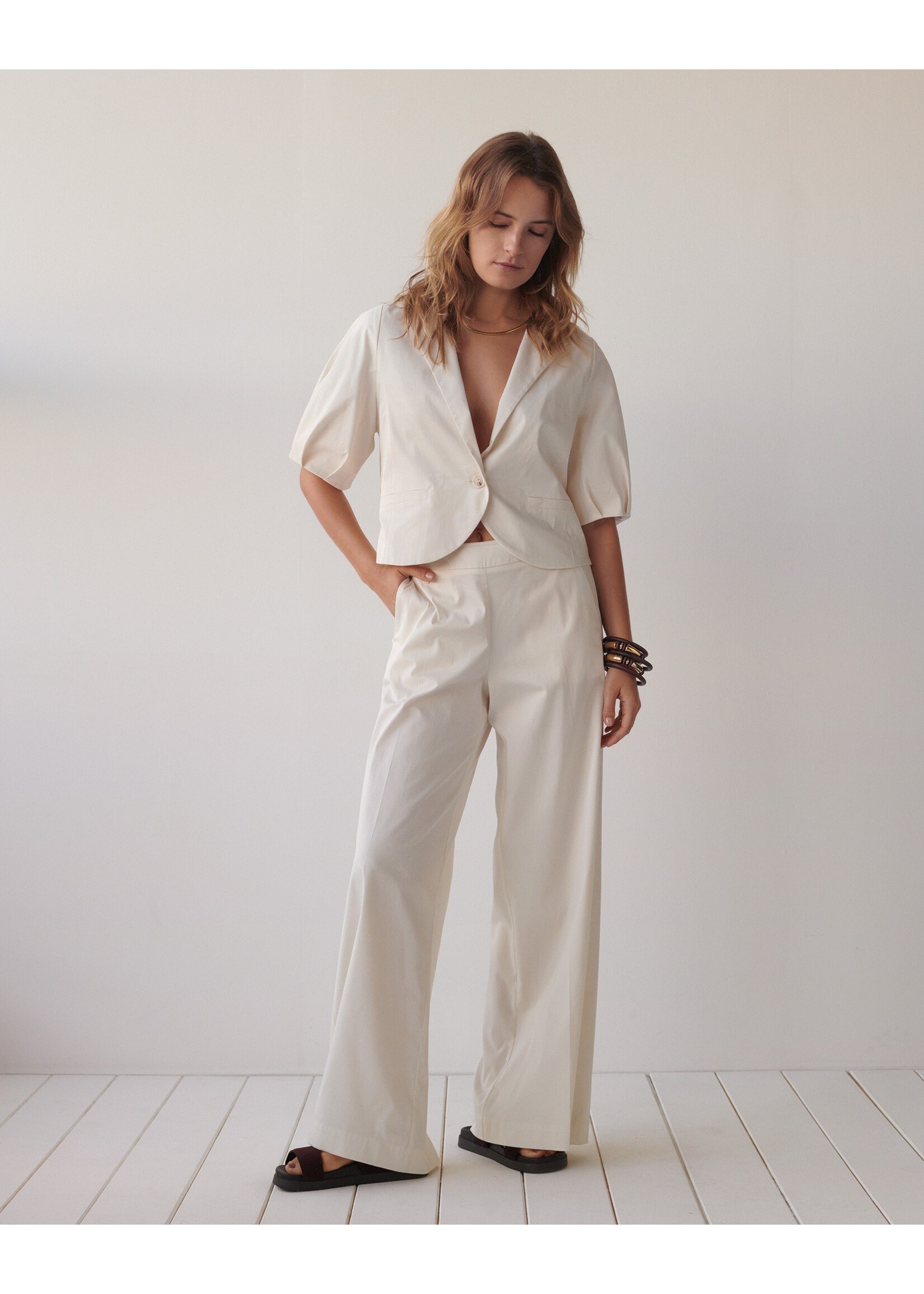 Summum Summum, Trousers long Cotton stretch, Off white, size: