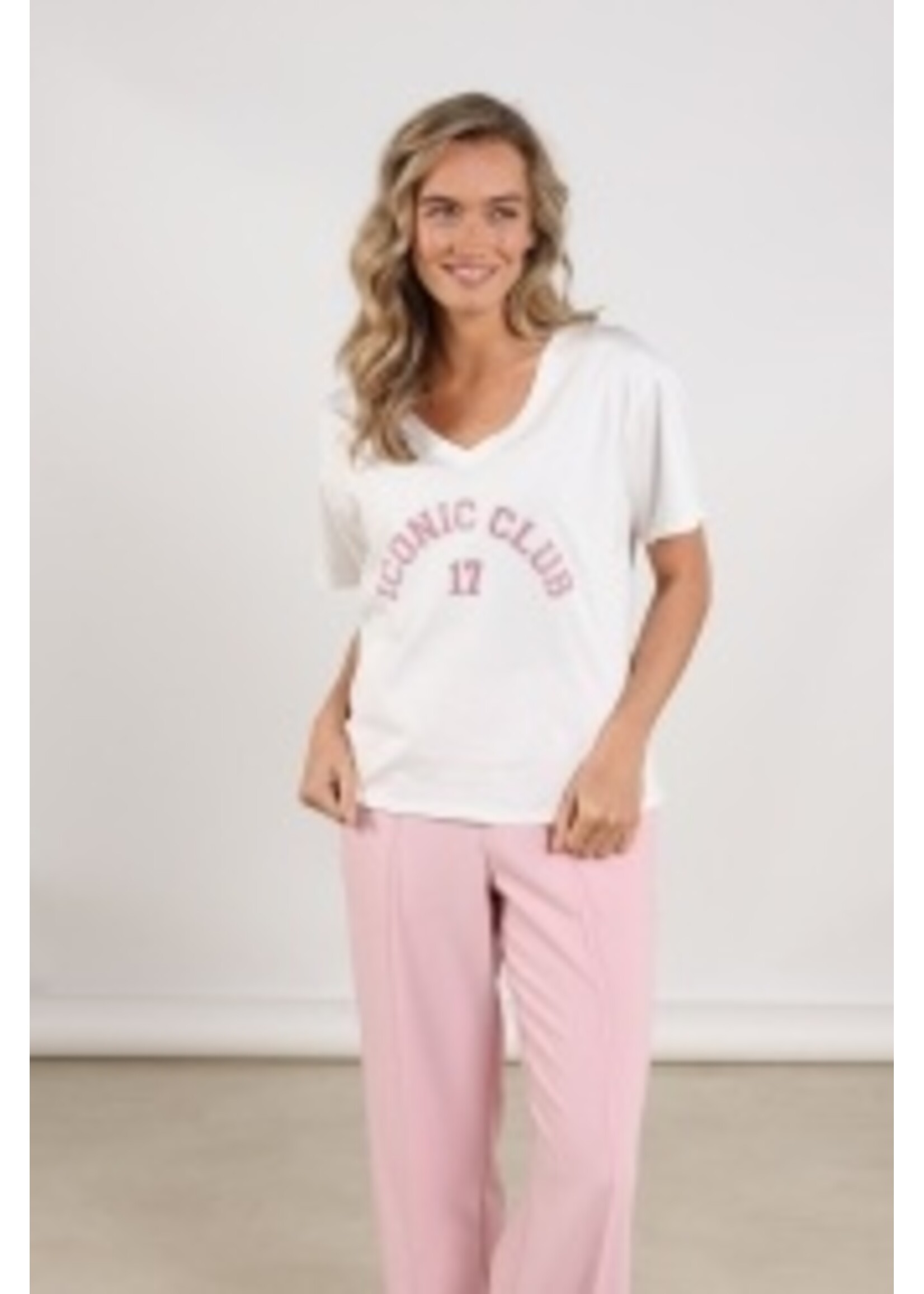 Nukus Nukus, Latte Shirt V-neck, Off white/blush, Size: