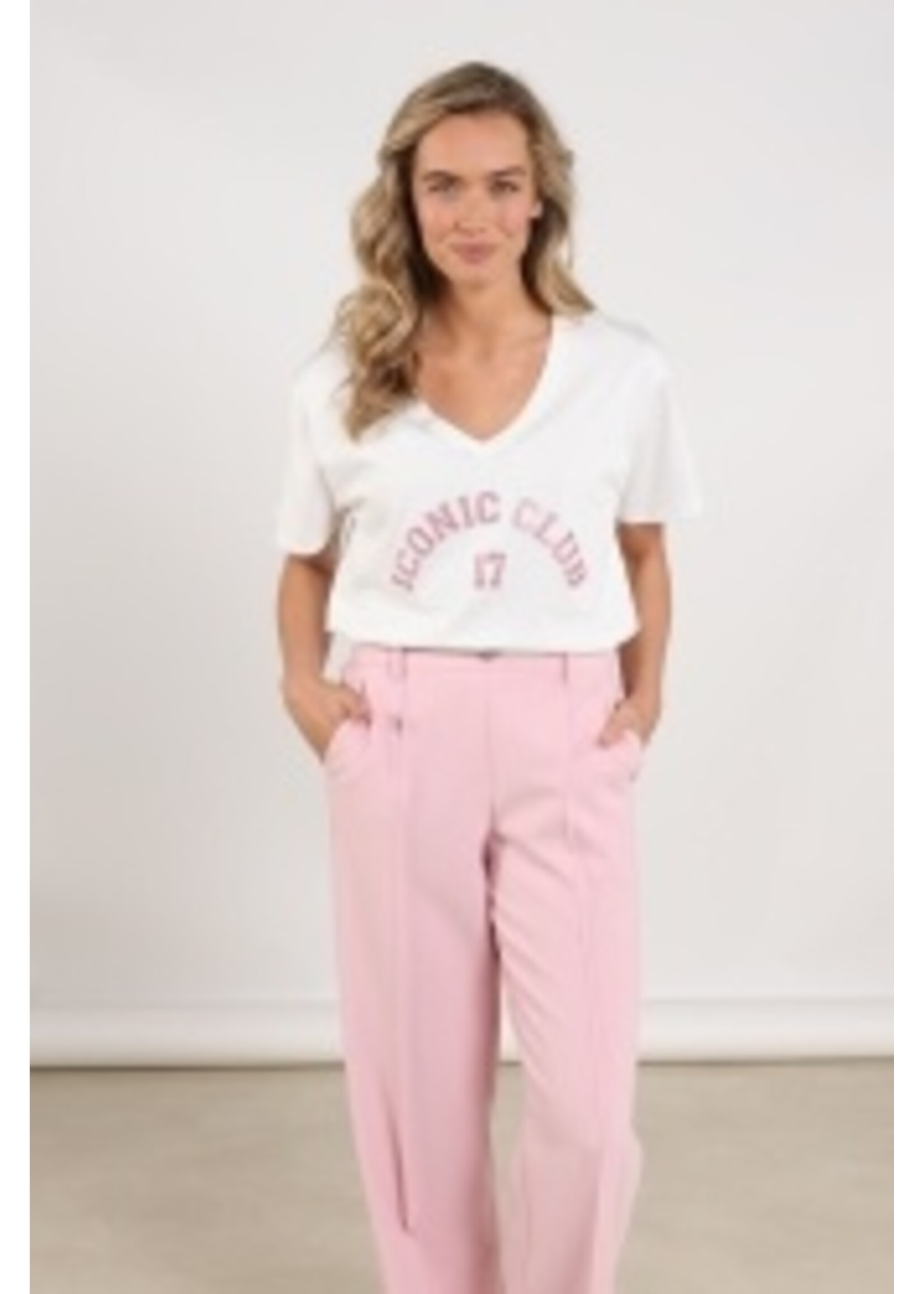 Nukus Nukus, Latte Shirt V-neck, Off white/blush, Size: