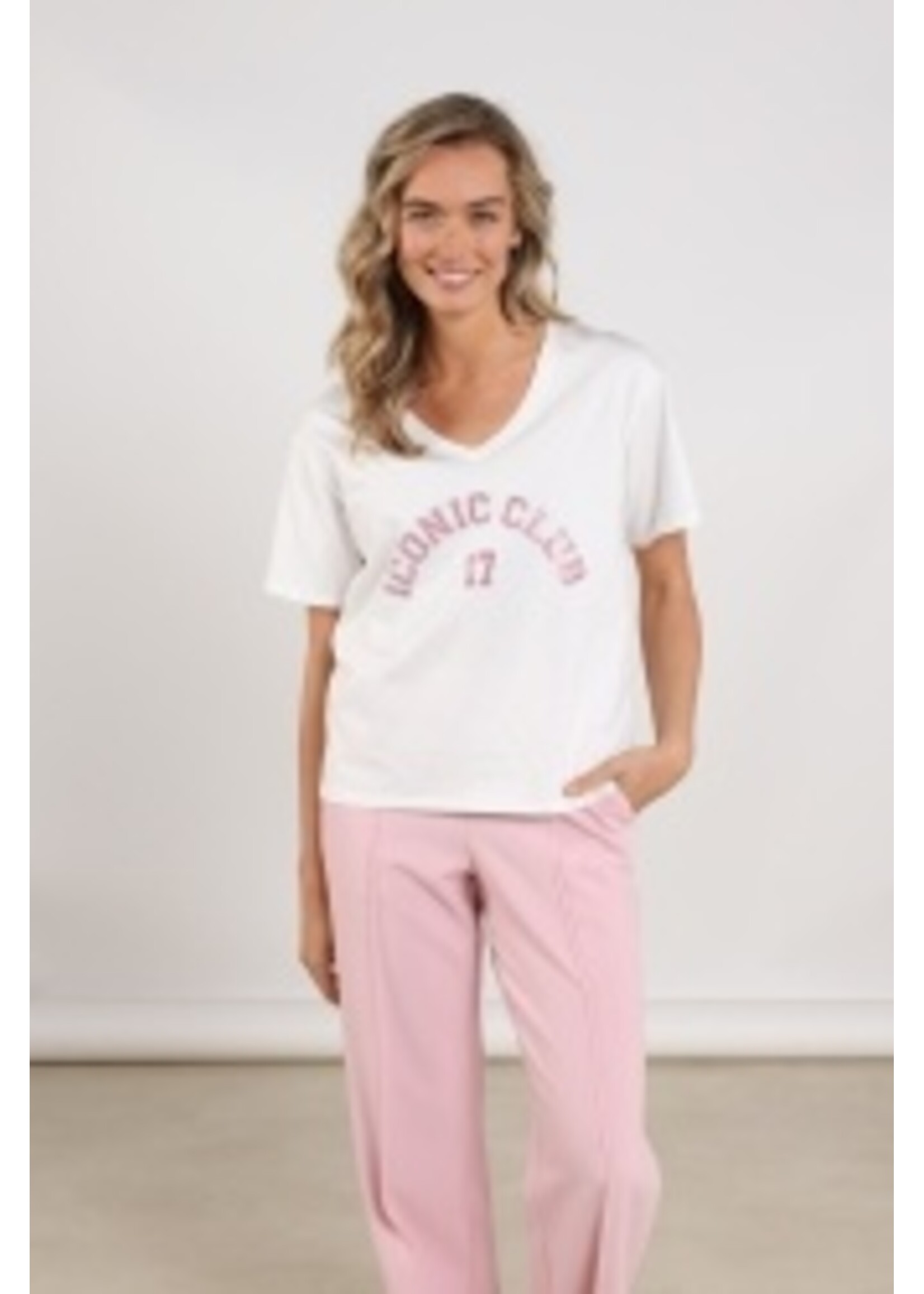 Nukus Nukus, Latte Shirt V-neck, Off white/blush, Size: