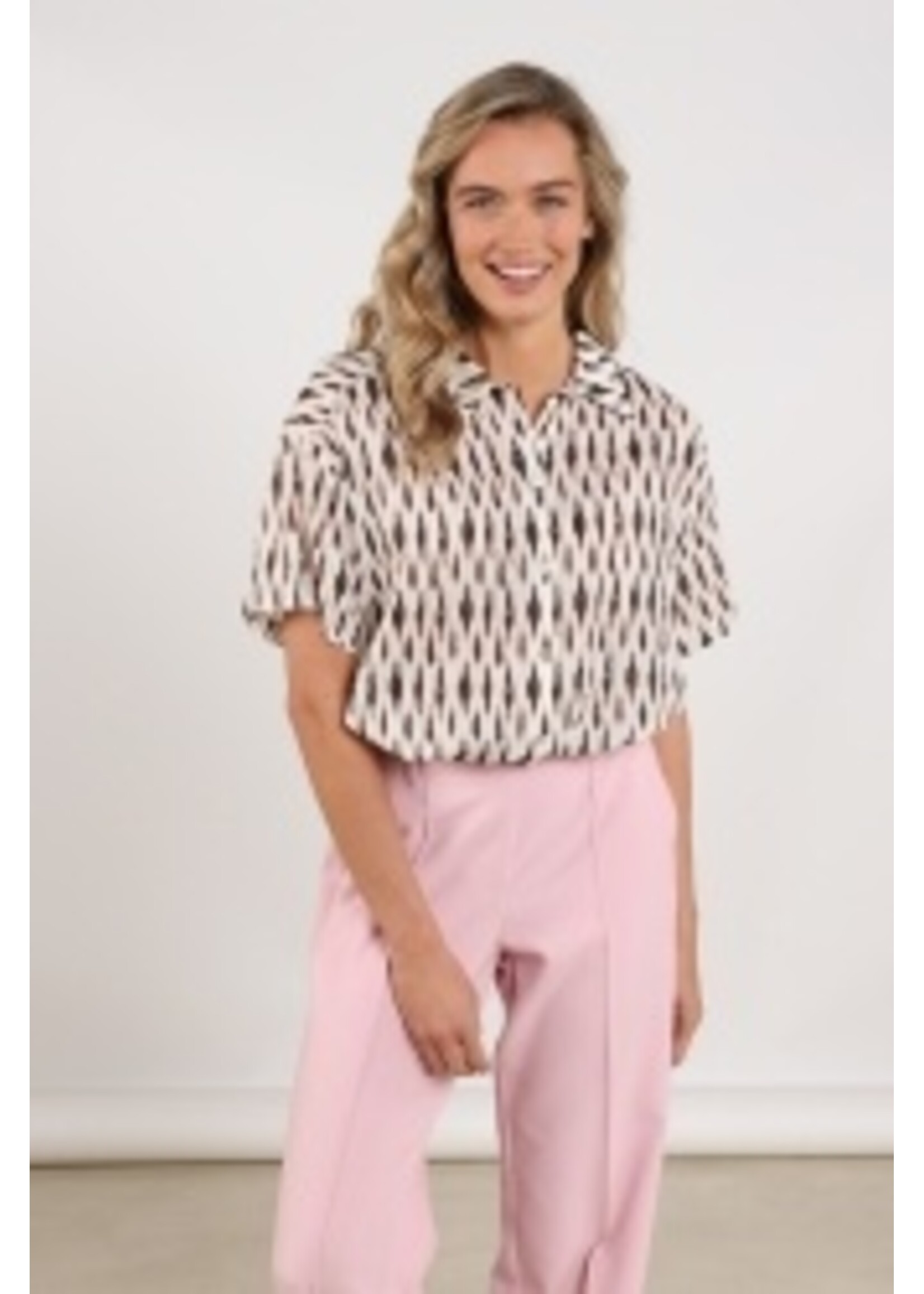 Nukus Nukus, Britt Blouse Print, Off white/Fango, Size: