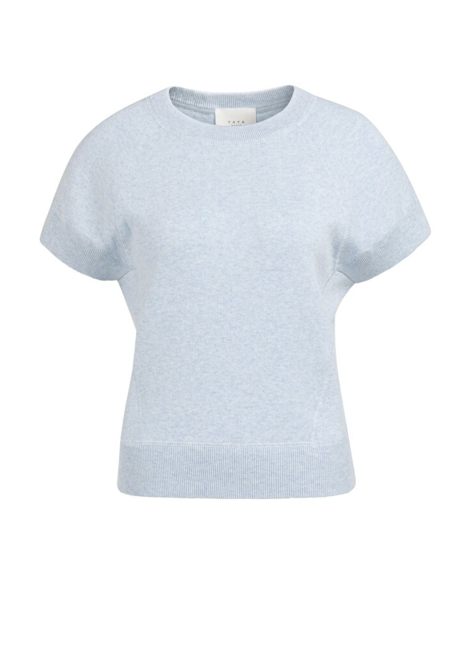 Yaya Yaya, Sweater met korte mouwen en naaddetails, Light blue mel, size: