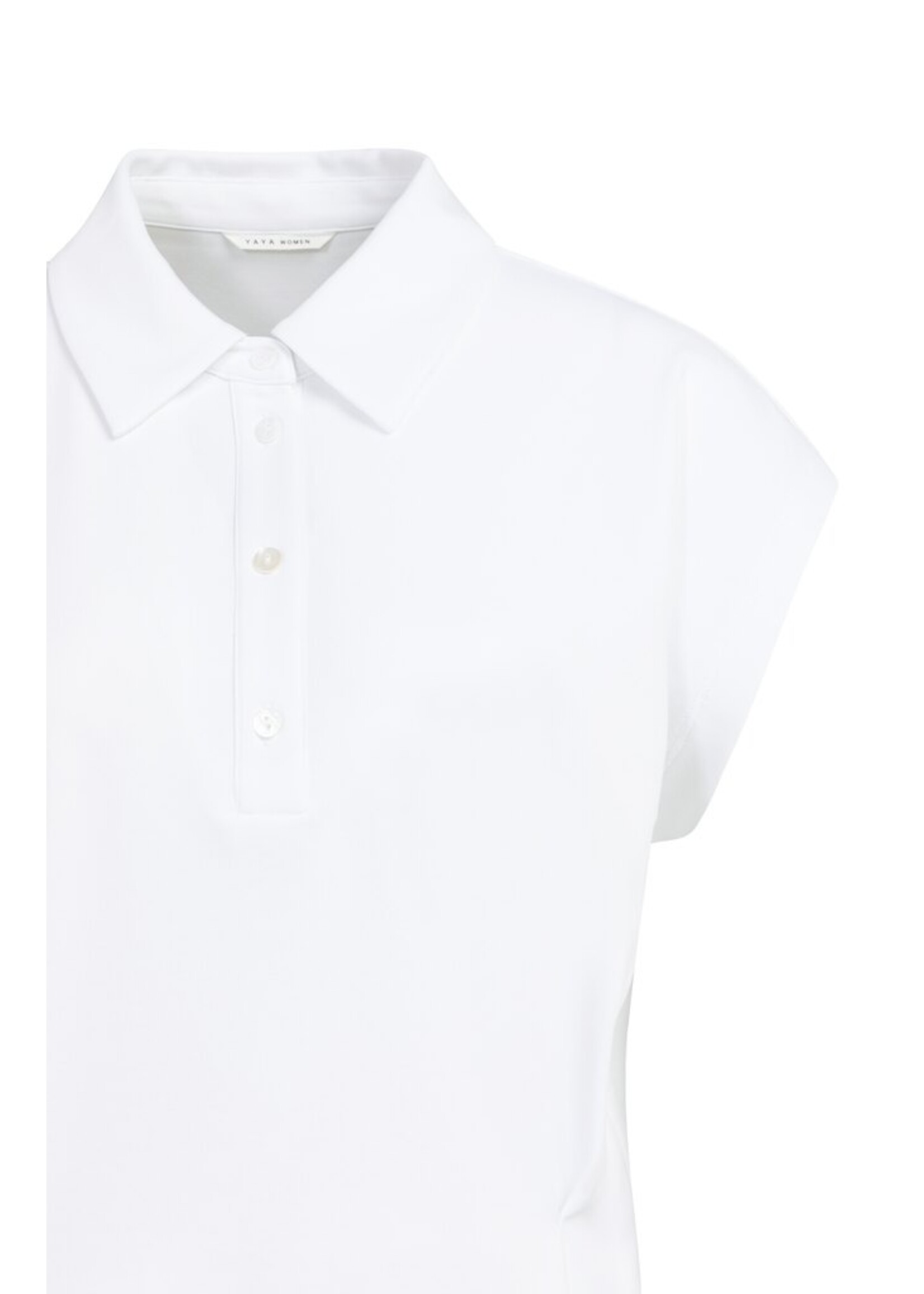 Yaya Yaya, Mouwloze jersey blouse met taillenaden, Pure white, size: