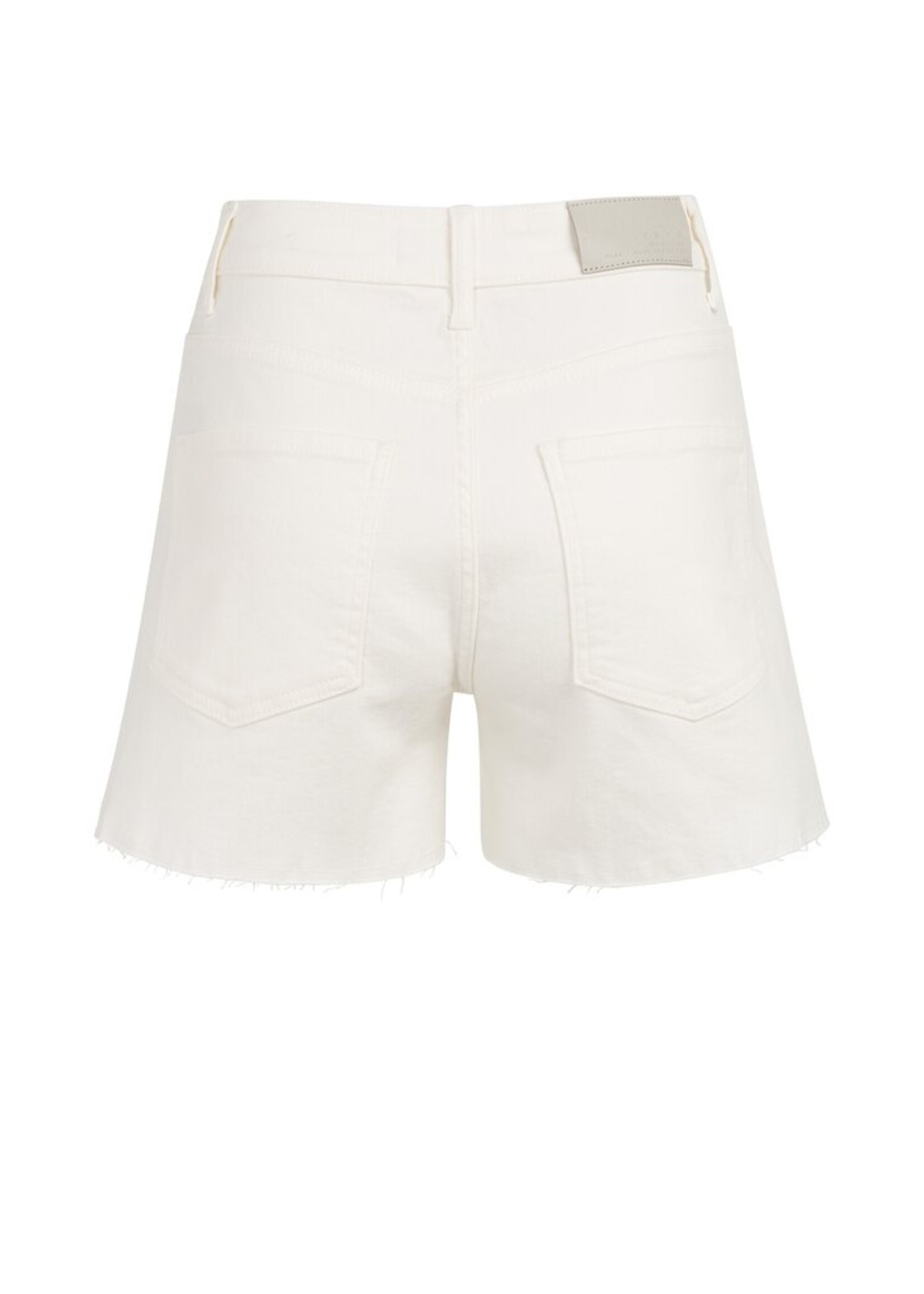 Yaya Yaya, Short met zakdetails en rafelige zoom, White denim, Size: