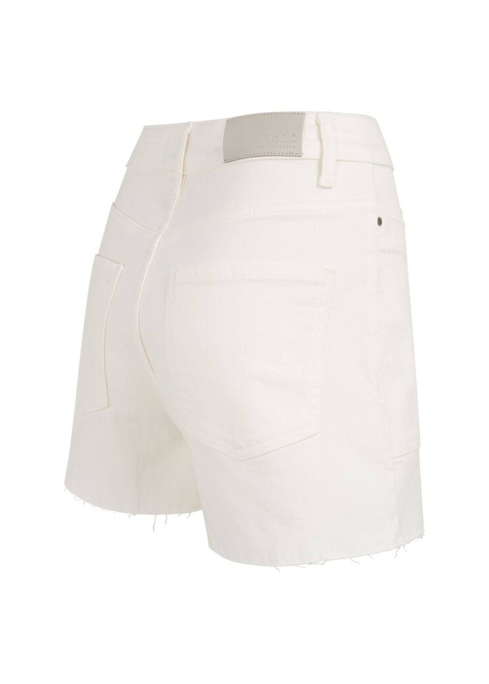 Yaya Yaya, Short met zakdetails en rafelige zoom, White denim, Size: