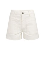 Yaya Yaya, Short met zakdetails en rafelige zoom, White denim, Size: