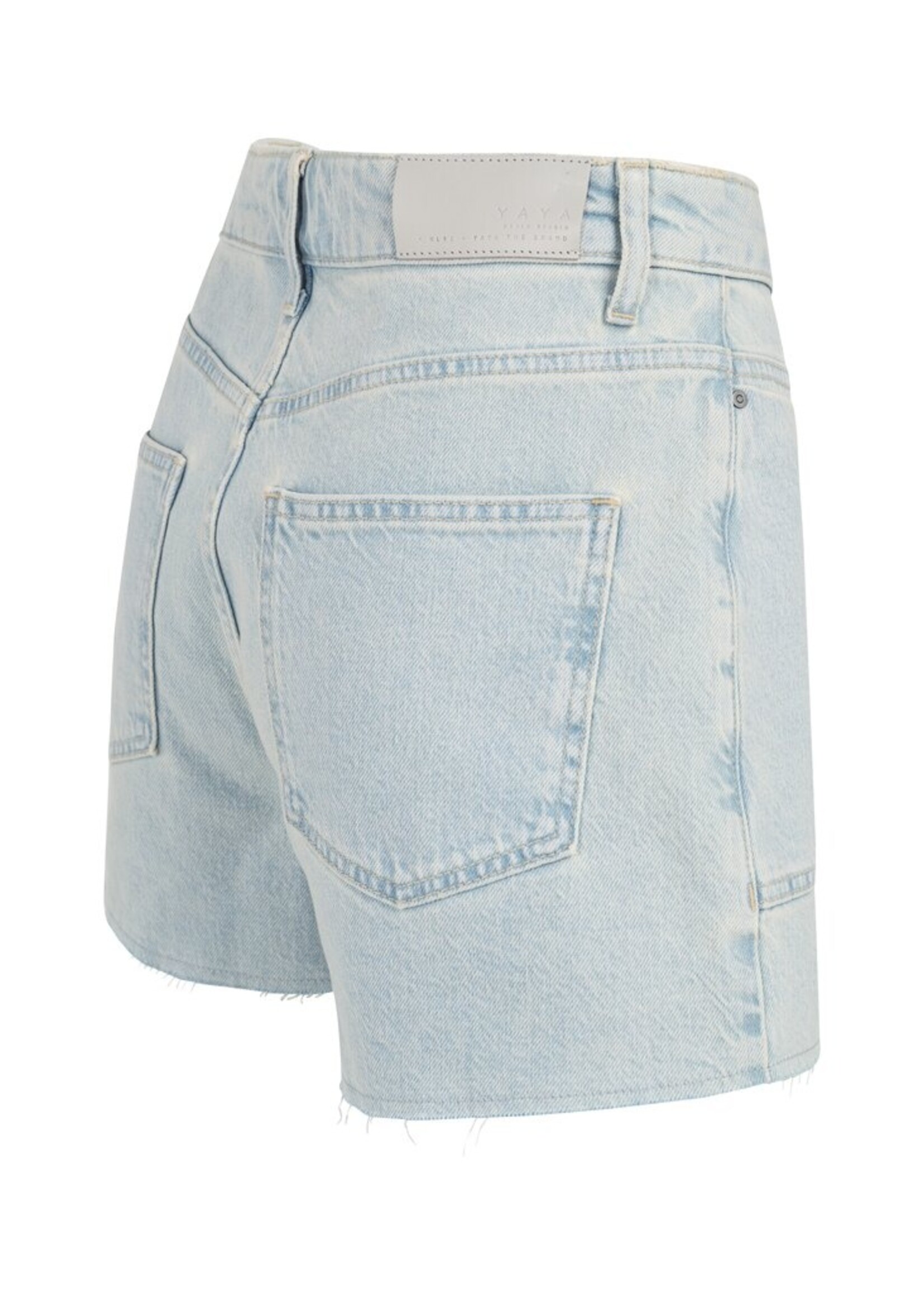 Yaya Yaya, Short met zakdetails en rafelige zoom, Light denim, Size: