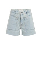 Yaya Yaya, Short met zakdetails en rafelige zoom, Light denim, Size: