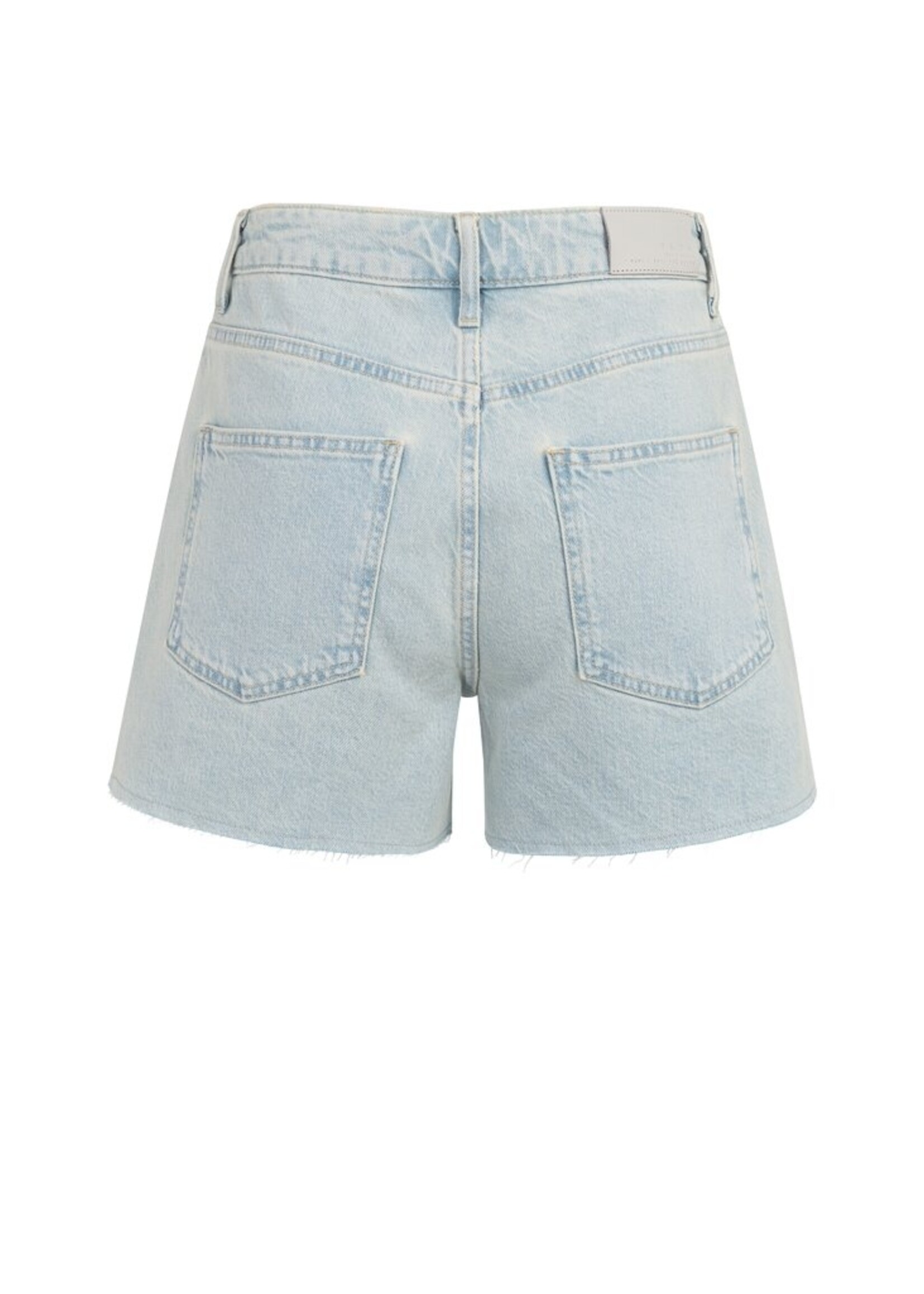 Yaya Yaya, Short met zakdetails en rafelige zoom, Light denim, Size: