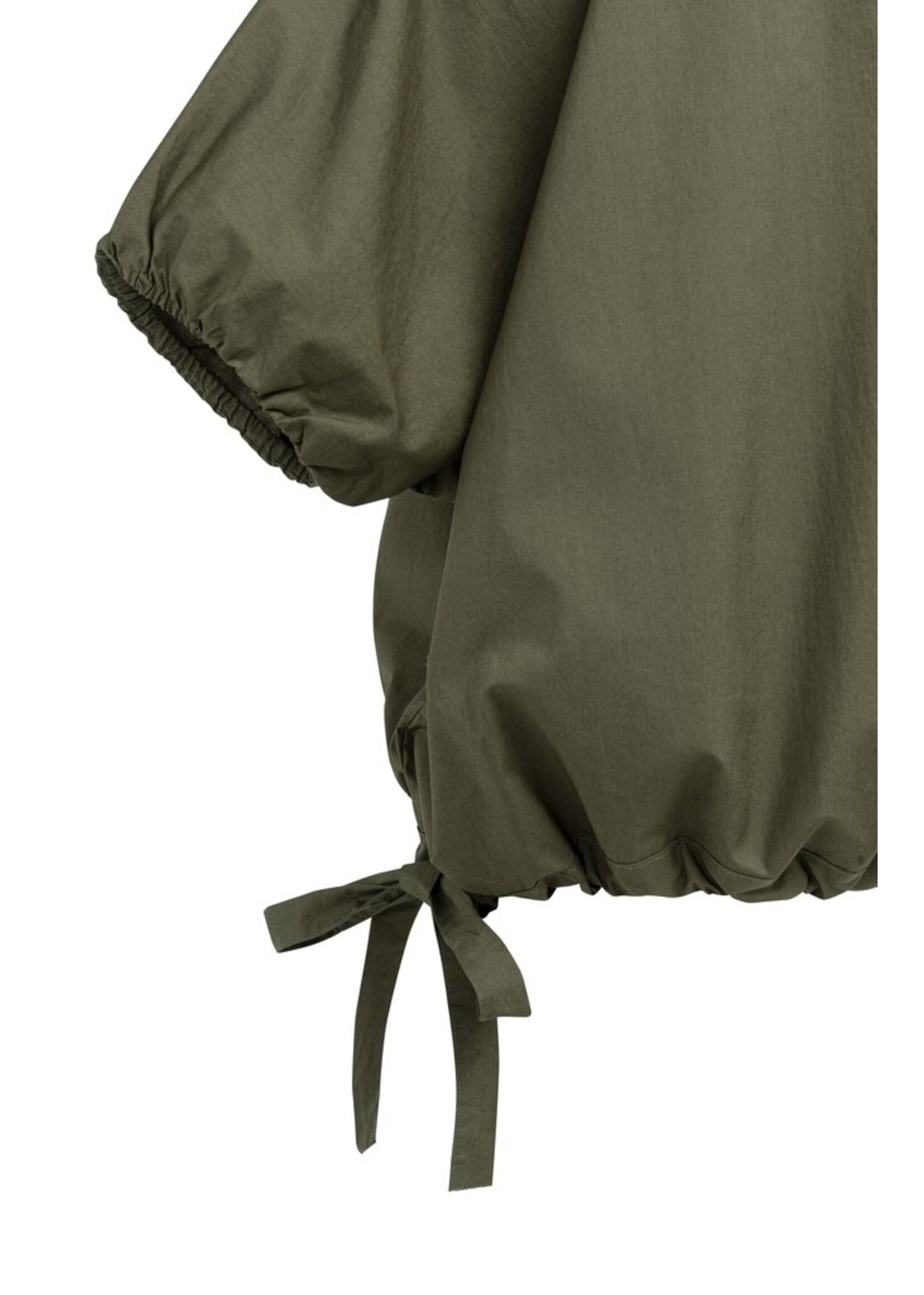 Yaya Yaya, Boxy top met verstelbare taille en pofmouwen, Army green, Size: