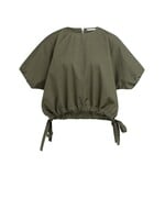 Yaya Yaya, Boxy top met verstelbare taille en pofmouwen, Army green, Size: