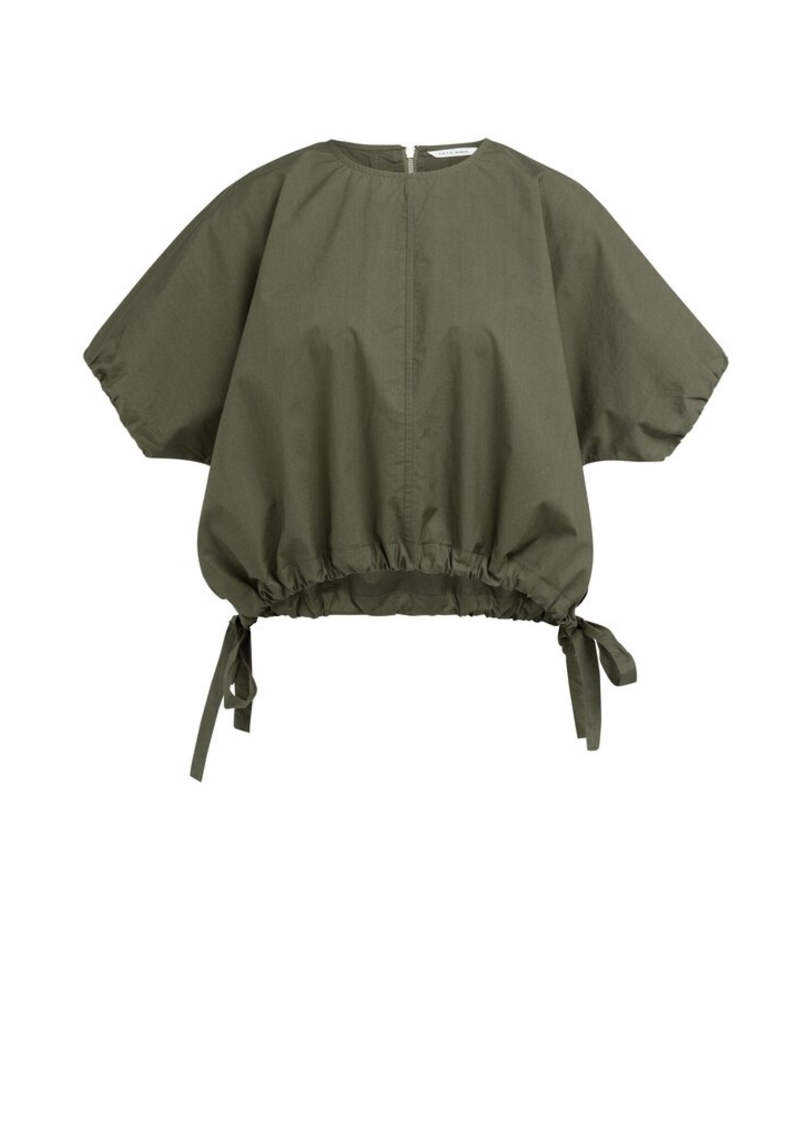 Yaya Yaya, Boxy top met verstelbare taille en pofmouwen, Army green, Size:
