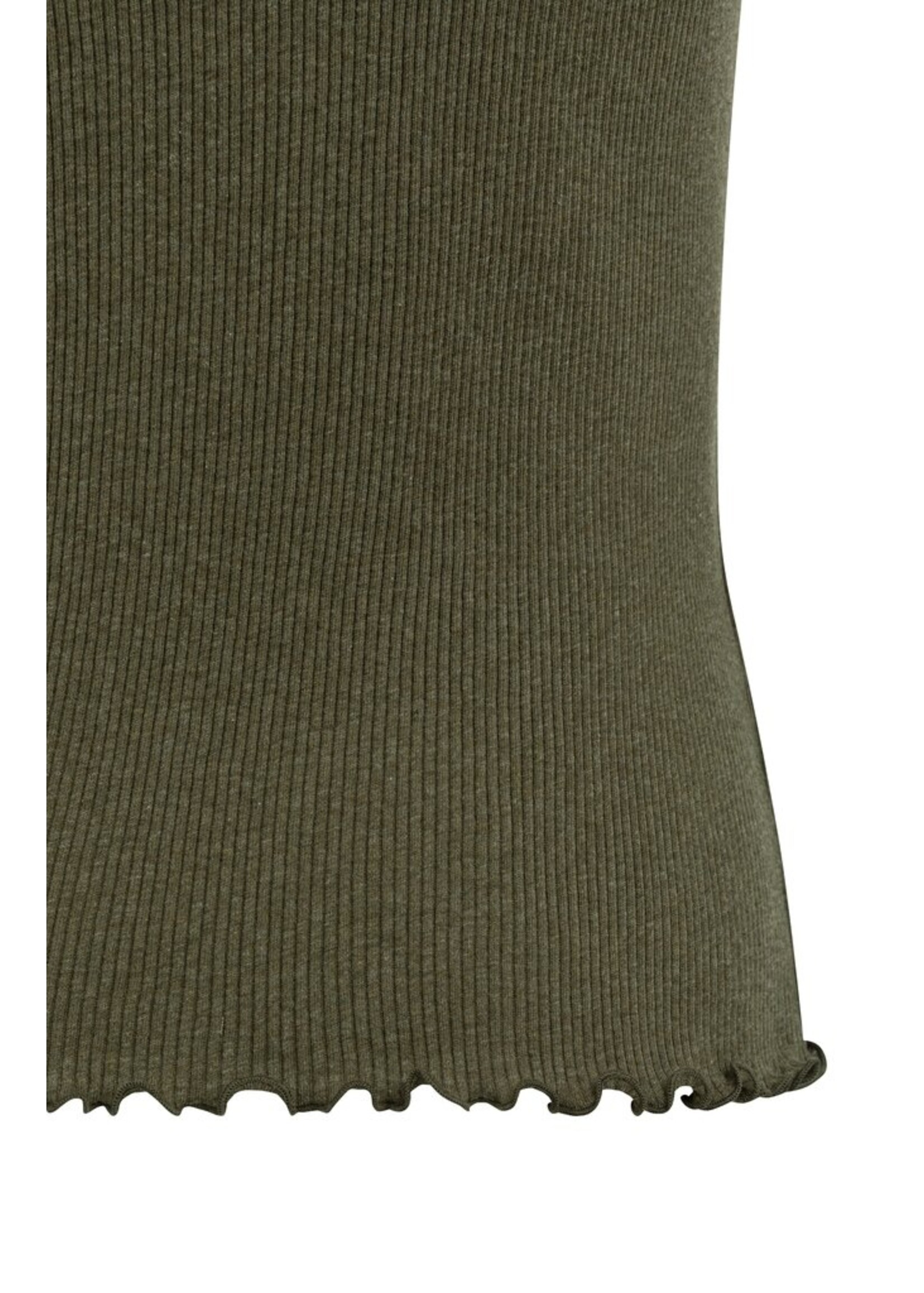 Yaya Yaya, Geribde top met rucheboorden, Army green melange, Size: