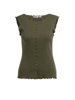 Yaya Yaya, Geribde top met rucheboorden, Army green melange, Size: