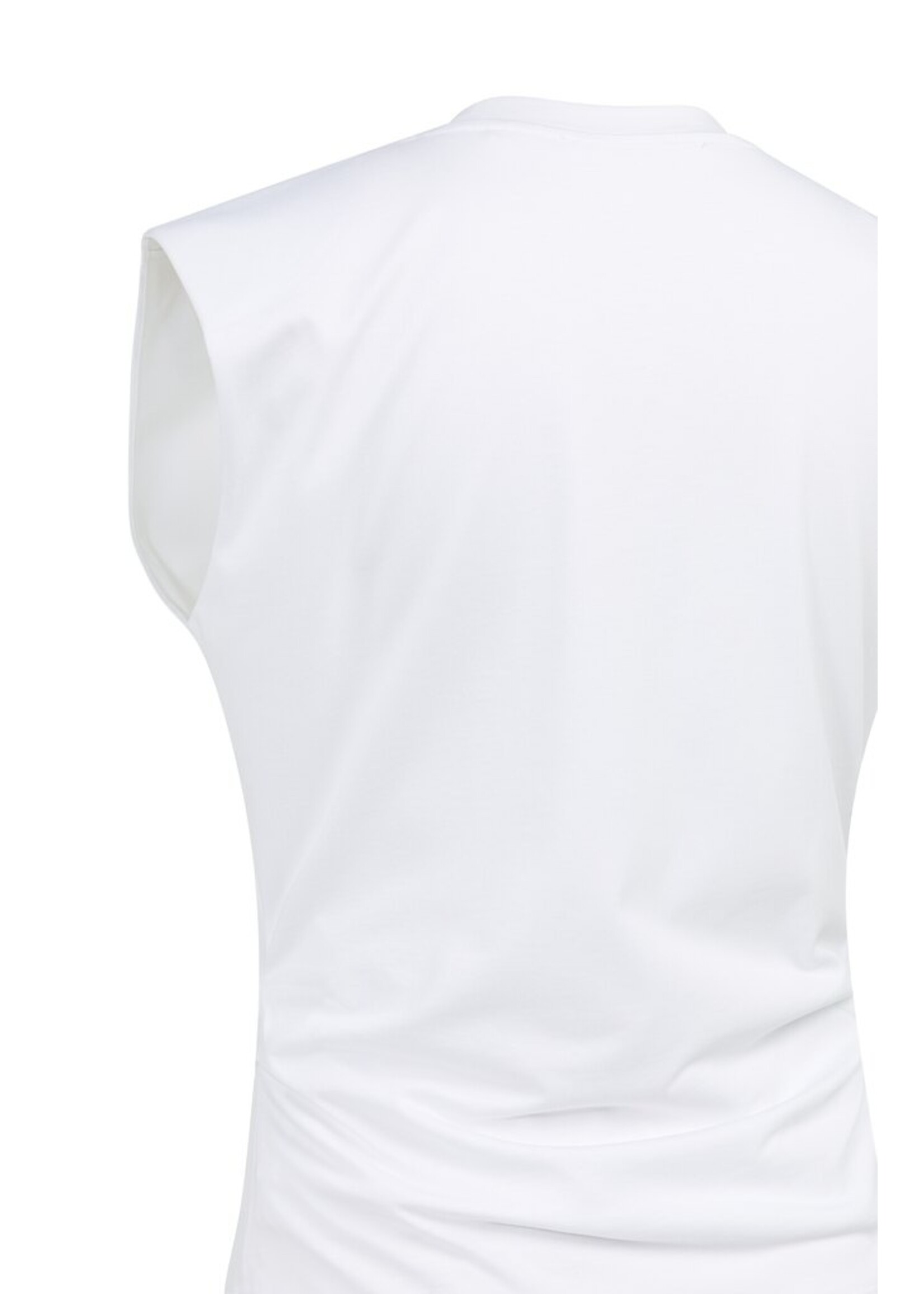 Yaya Yaya, Mouwloze top met geplooide zijnaden, Pure white, Size: