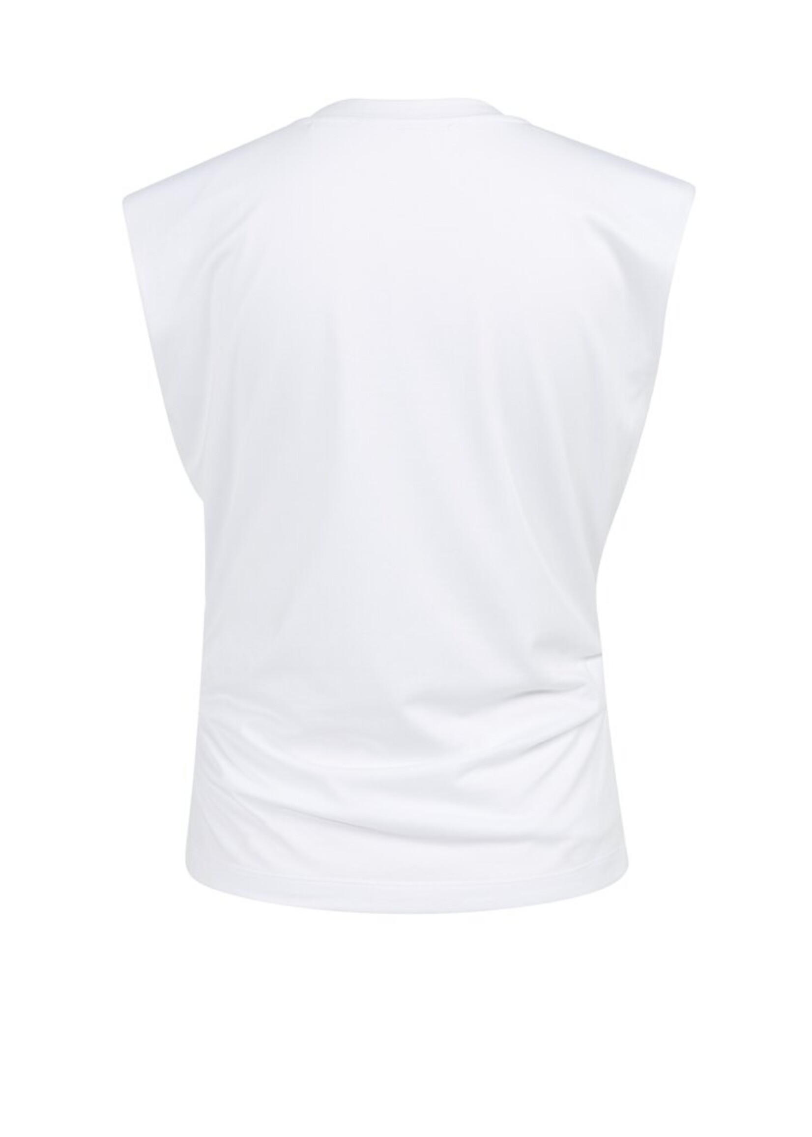 Yaya Yaya, Mouwloze top met geplooide zijnaden, Pure white, Size: