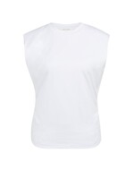 Yaya Yaya, Mouwloze top met geplooide zijnaden, Pure white, Size: