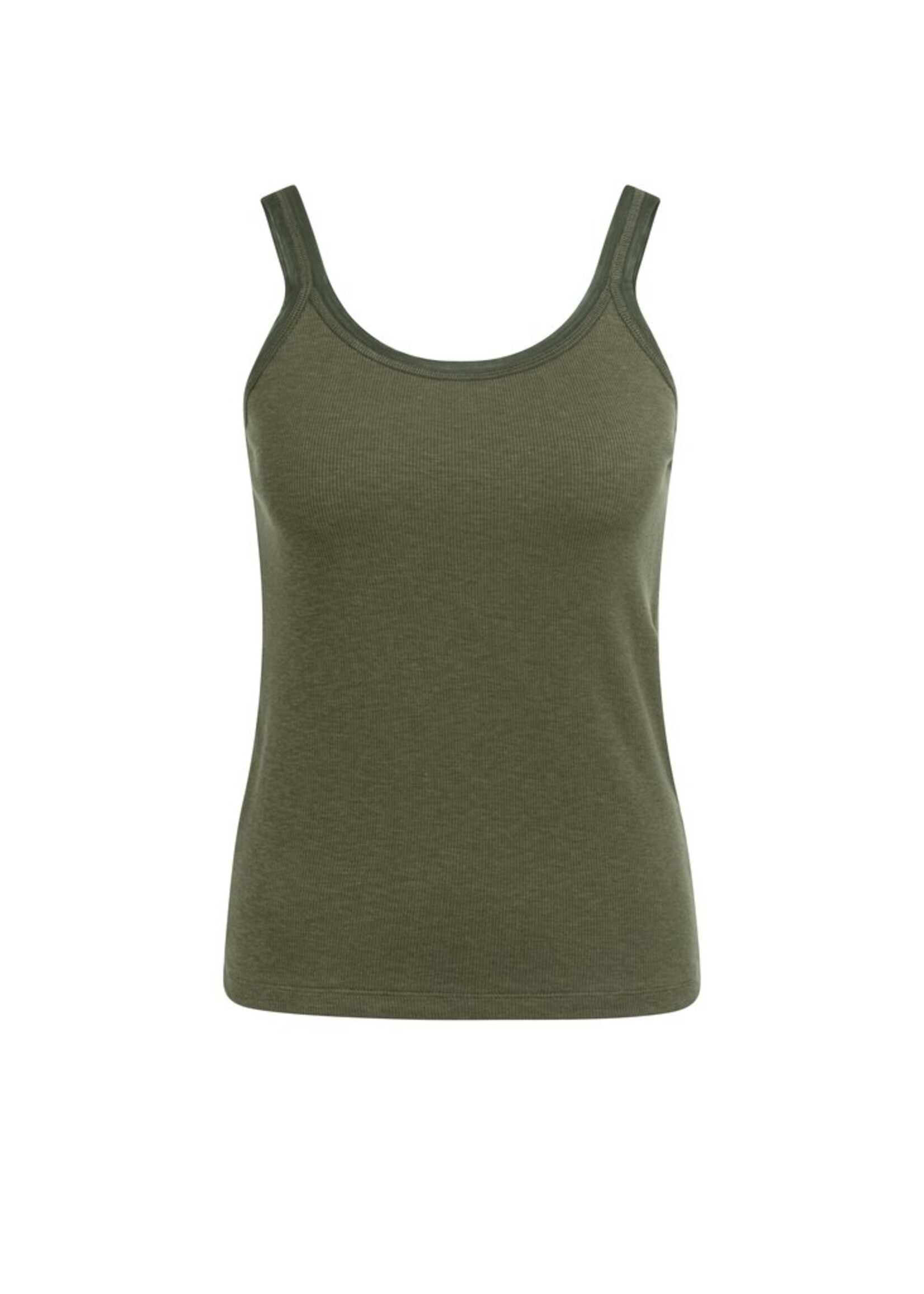 Yaya Yaya, Singlet met mesh afwerking, Army green, Size: