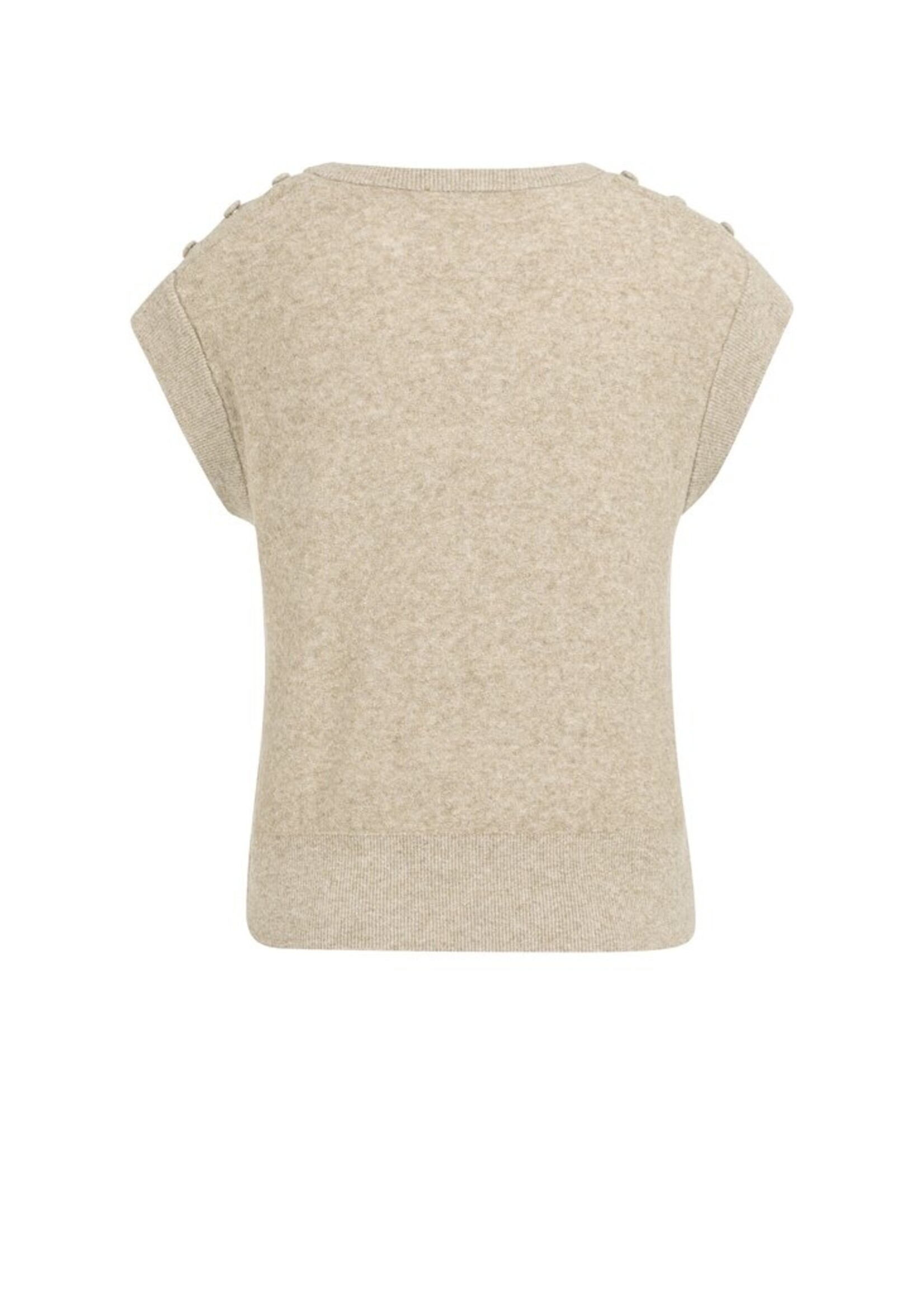 Yaya Yaya, Mouwloze trui met knoopdetails op de schouders, corckery brown, size: