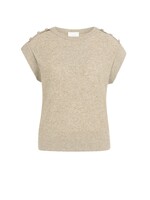 Yaya Yaya, Mouwloze trui met knoopdetails op de schouders, corckery brown, size: