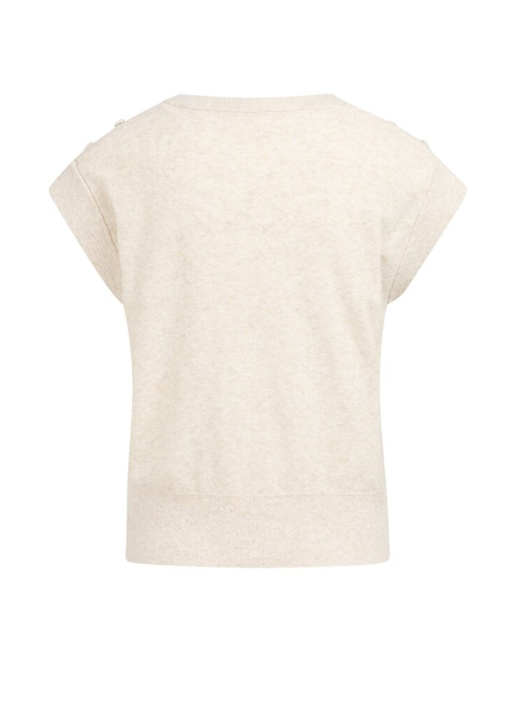 Yaya Yaya, Mouwloze trui met knoopdetails op de schouders, Creme beige, size: