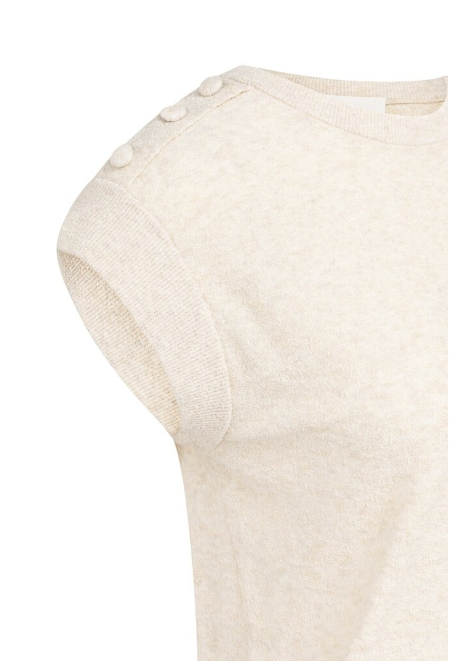 Yaya Yaya, Mouwloze trui met knoopdetails op de schouders, Creme beige, size: