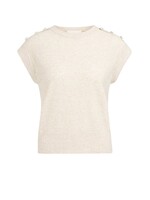 Yaya Yaya, Mouwloze trui met knoopdetails op de schouders, Creme beige, size: