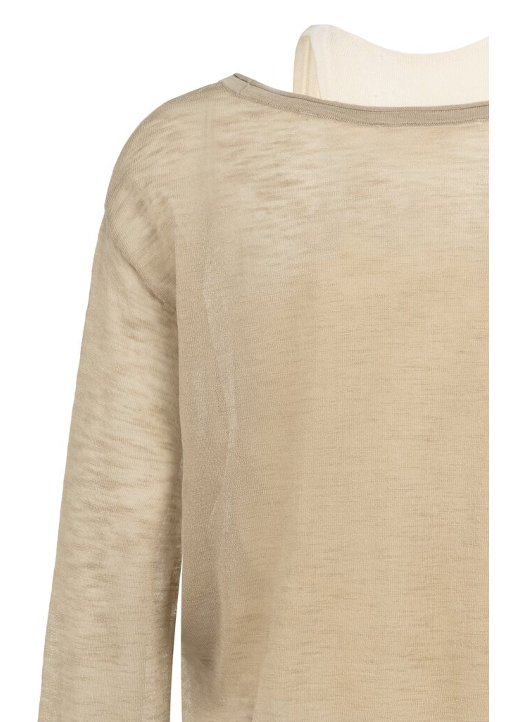 Yaya Yaya, Twinset trui met bijpassende singlet, Crockery brown, Size: