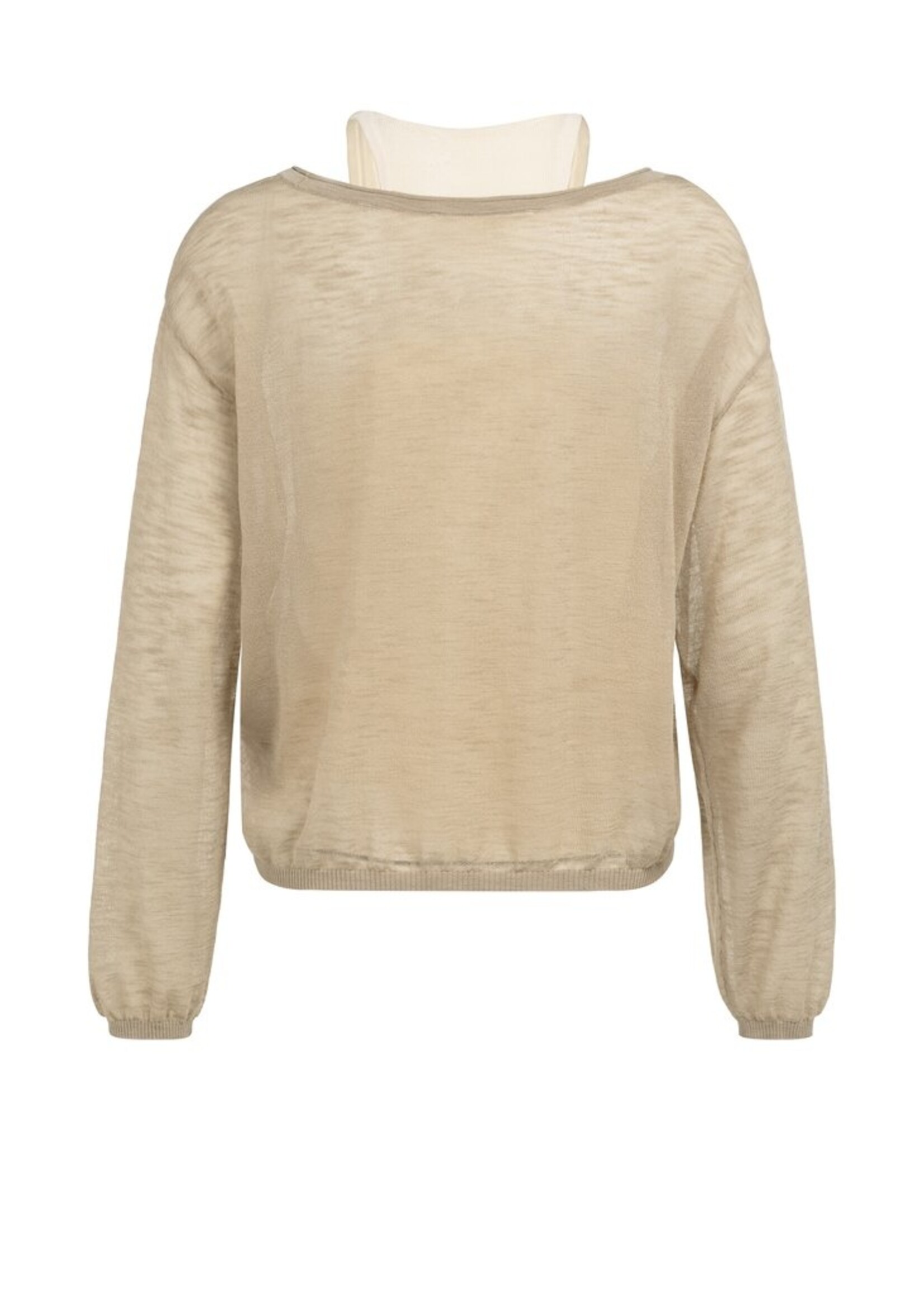 Yaya Yaya, Twinset trui met bijpassende singlet, Crockery brown, Size: