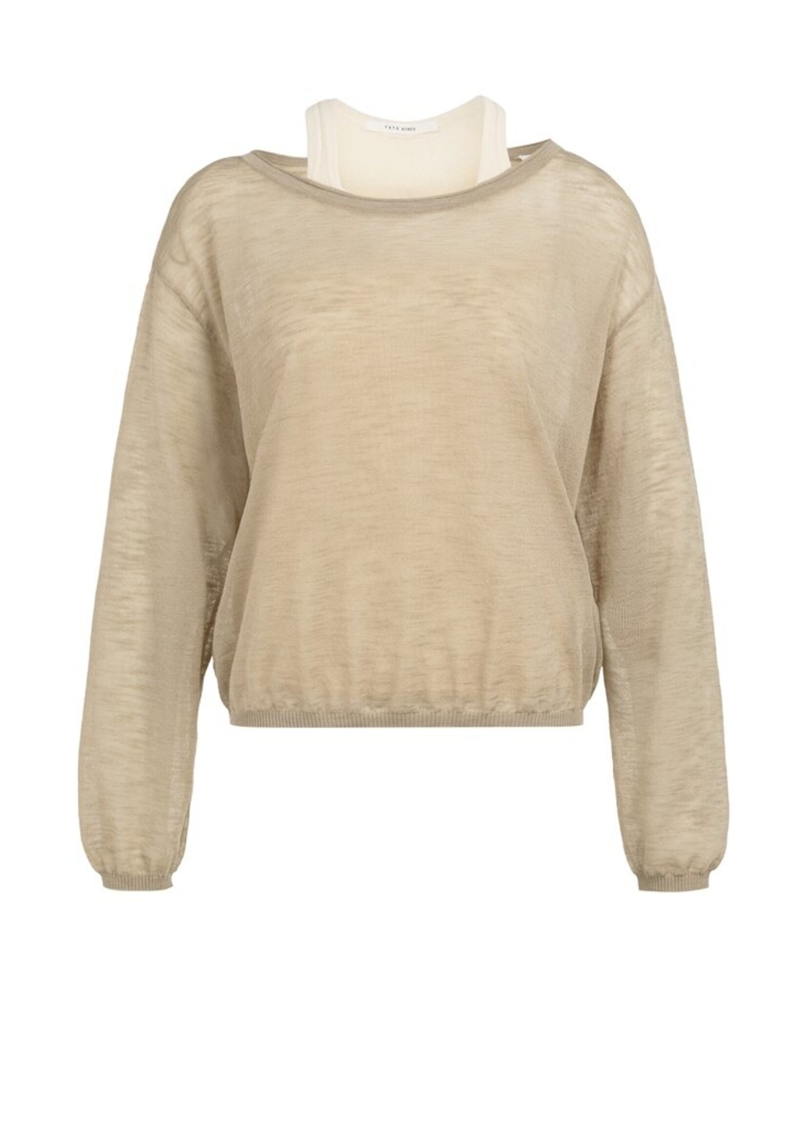 Yaya Yaya, Twinset trui met bijpassende singlet, Crockery brown, Size: