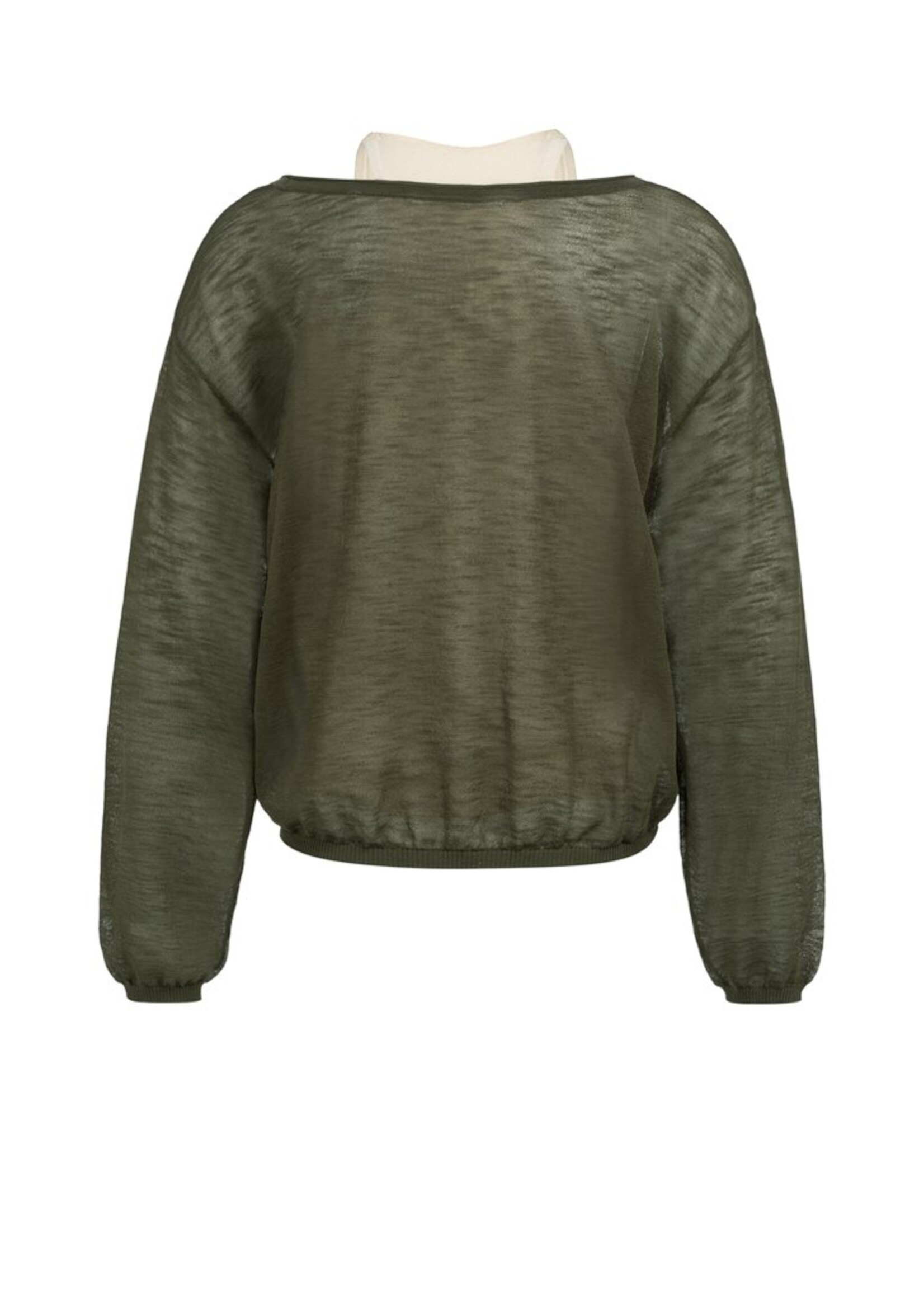 Yaya Yaya, Twinset trui met bijpassende singlet, Army green, Size: