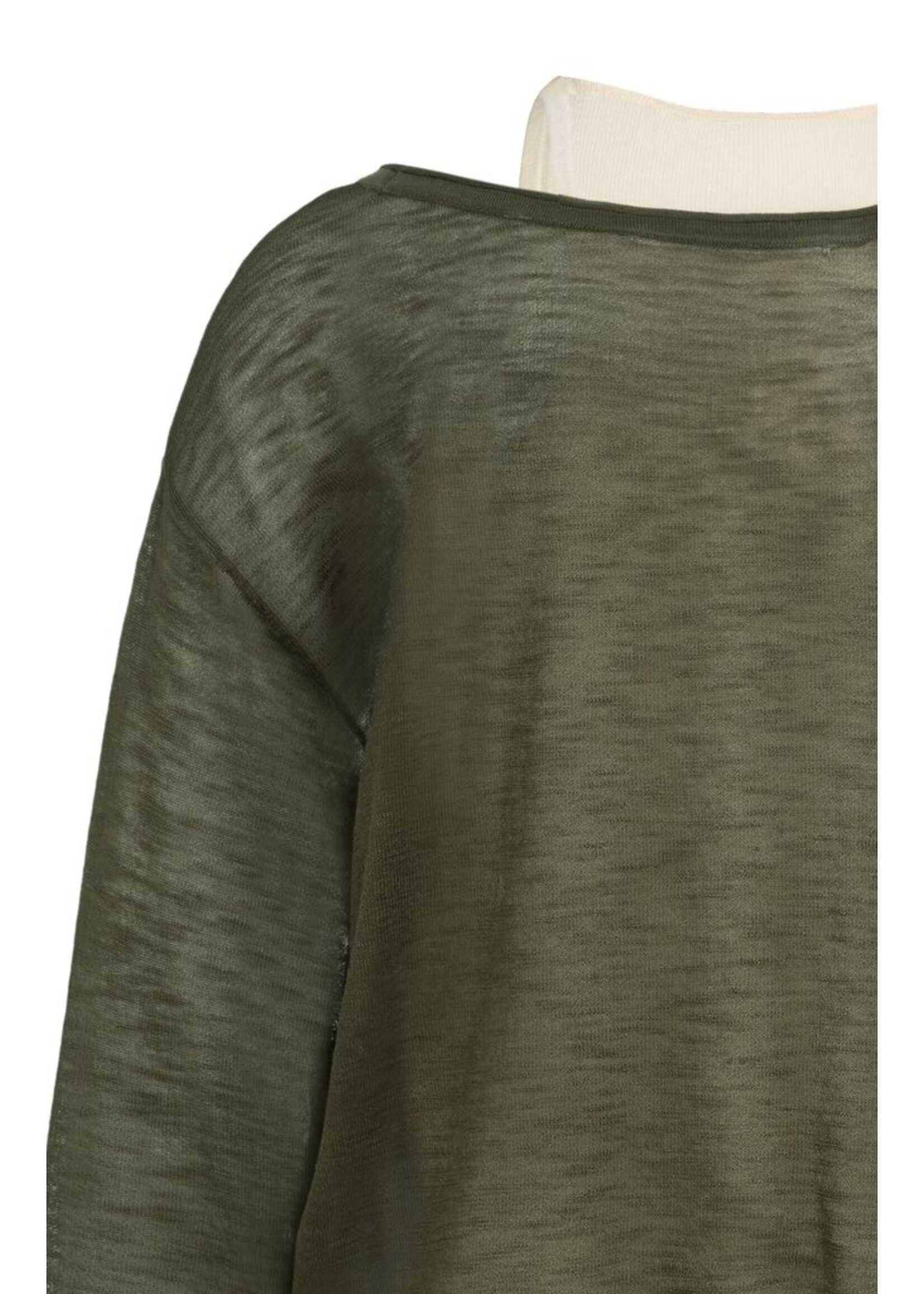 Yaya Yaya, Twinset trui met bijpassende singlet, Army green, Size: