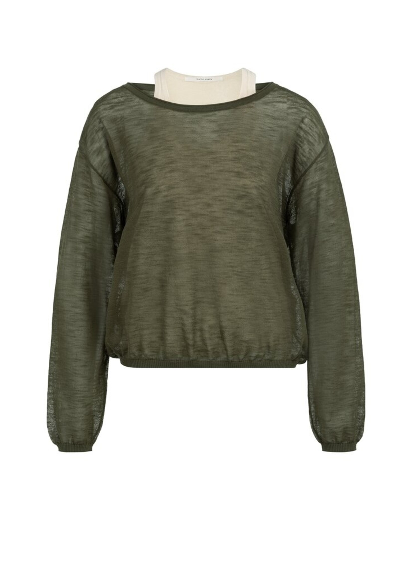 Yaya Yaya, Twinset trui met bijpassende singlet, Army green, Size: