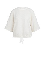 Yaya Yaya, Sweatshirt met omgeslagen mouwen en strikkoord, Ivory, Size: