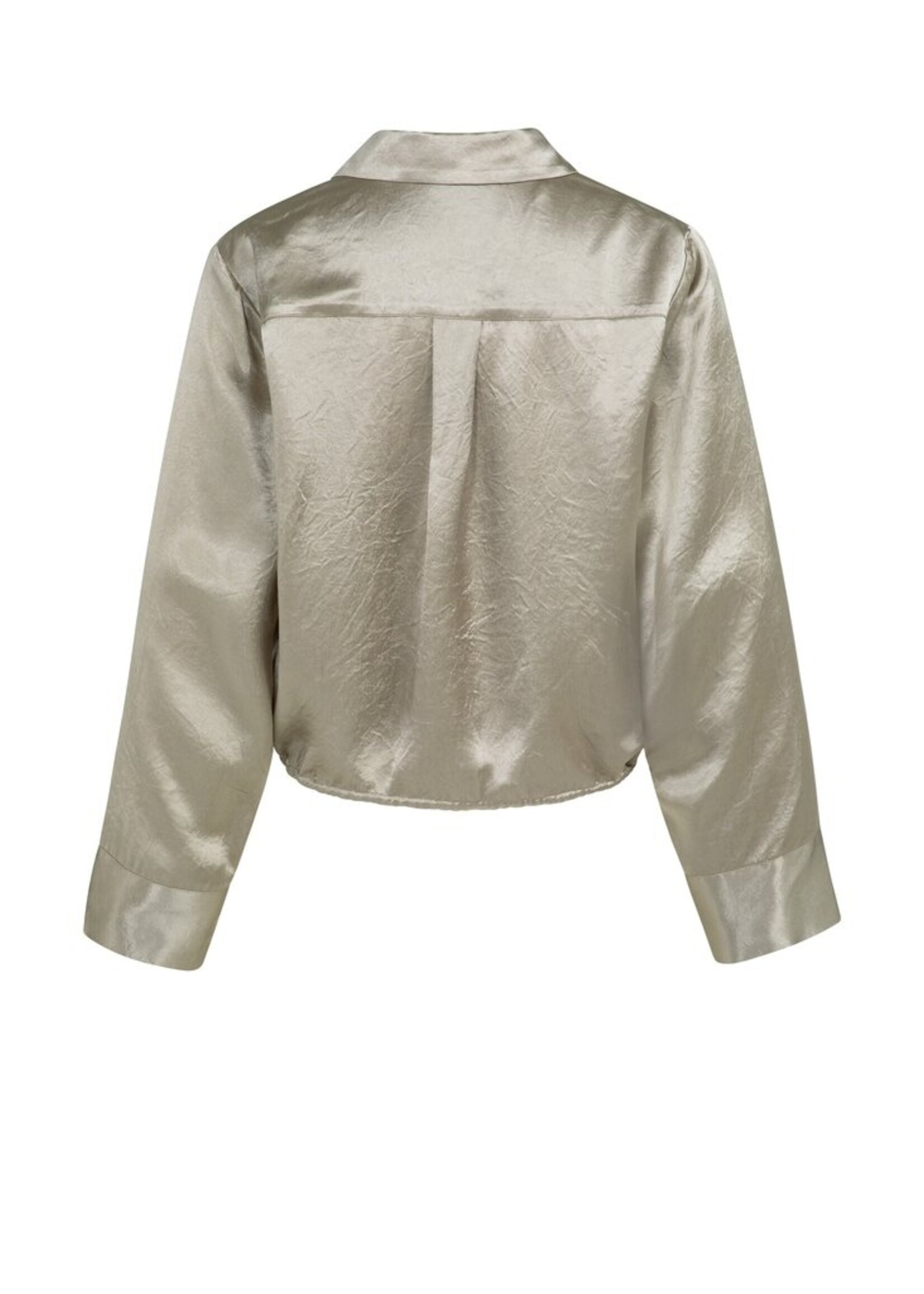 Yaya Yaya, Satijnen blouse met trekkoordzoom, Crockery brown, Size: