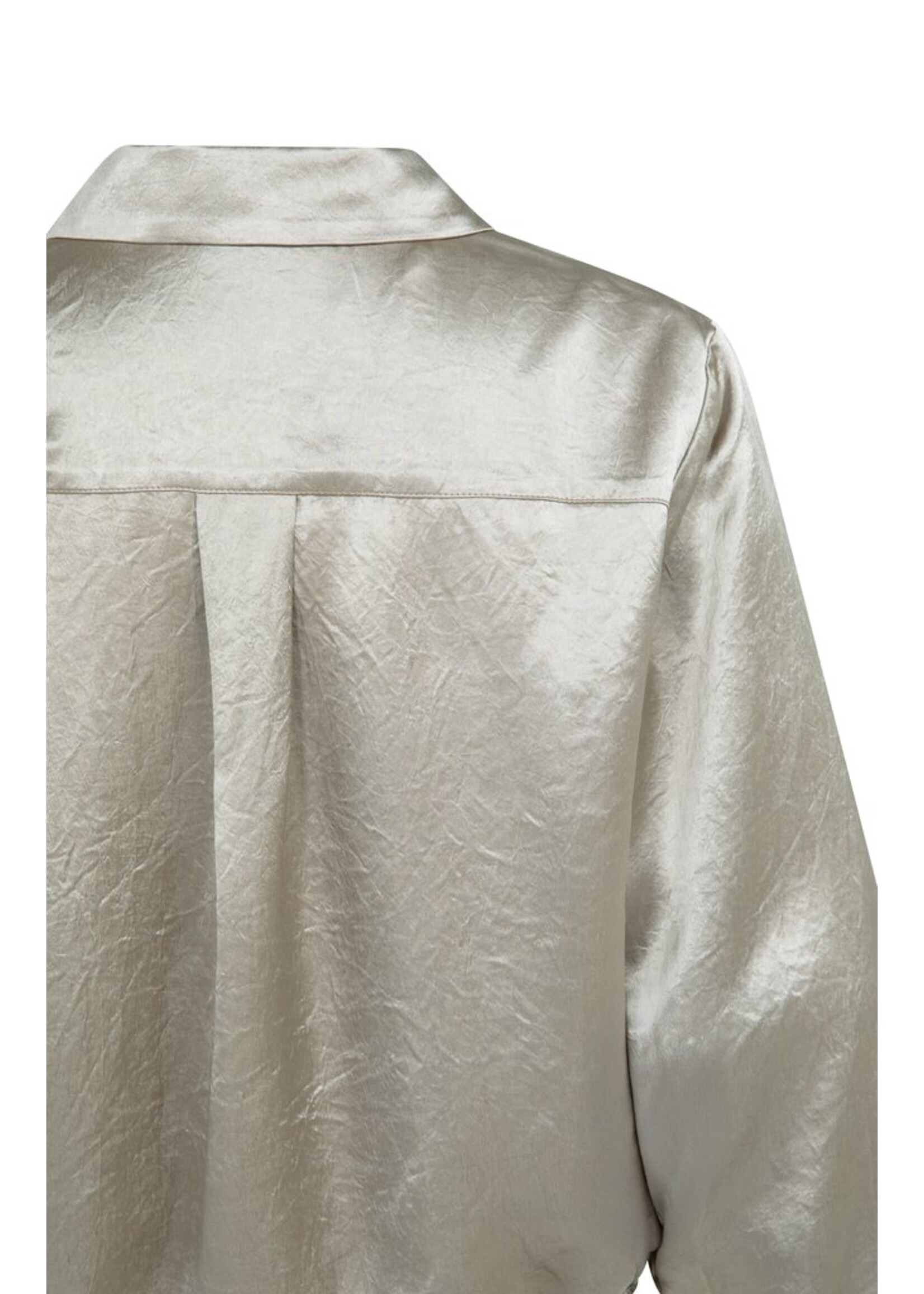 Yaya Yaya, Satijnen blouse met trekkoordzoom, Crockery brown, Size: