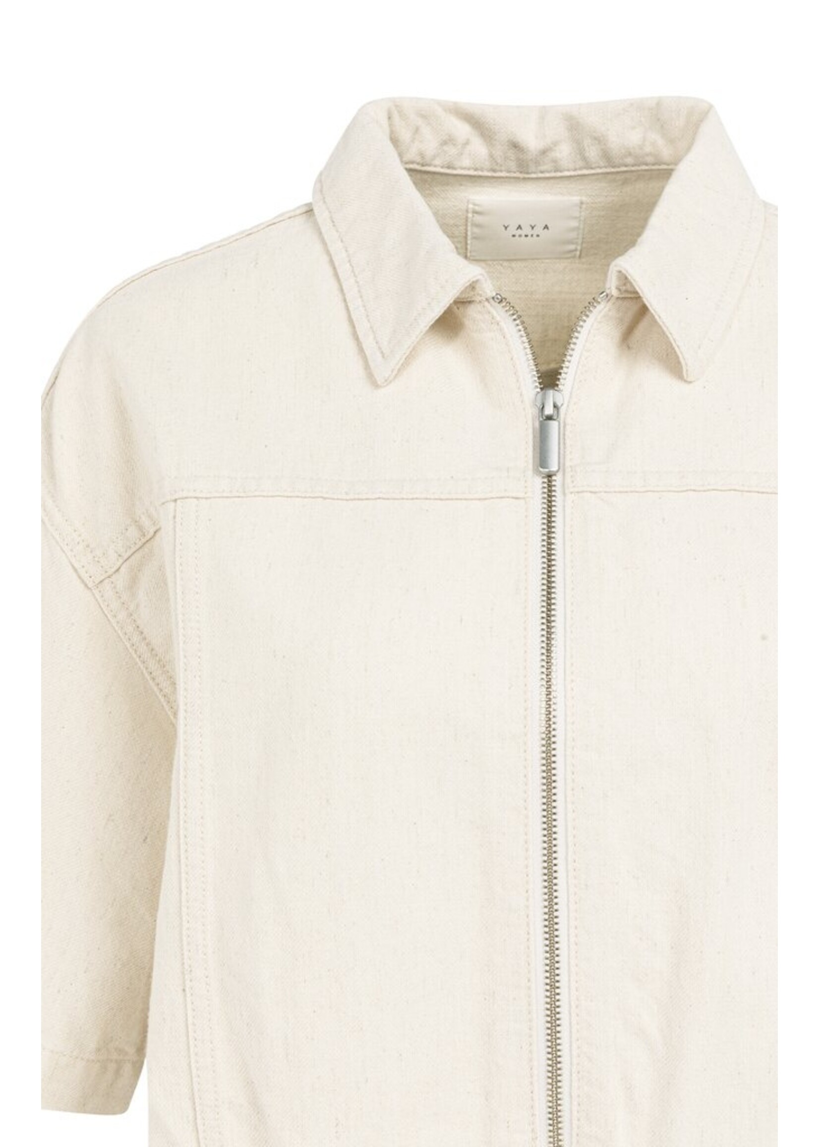 Yaya Yaya, Losvallend jack met denim uitstraling, Cloud creme white, Size: