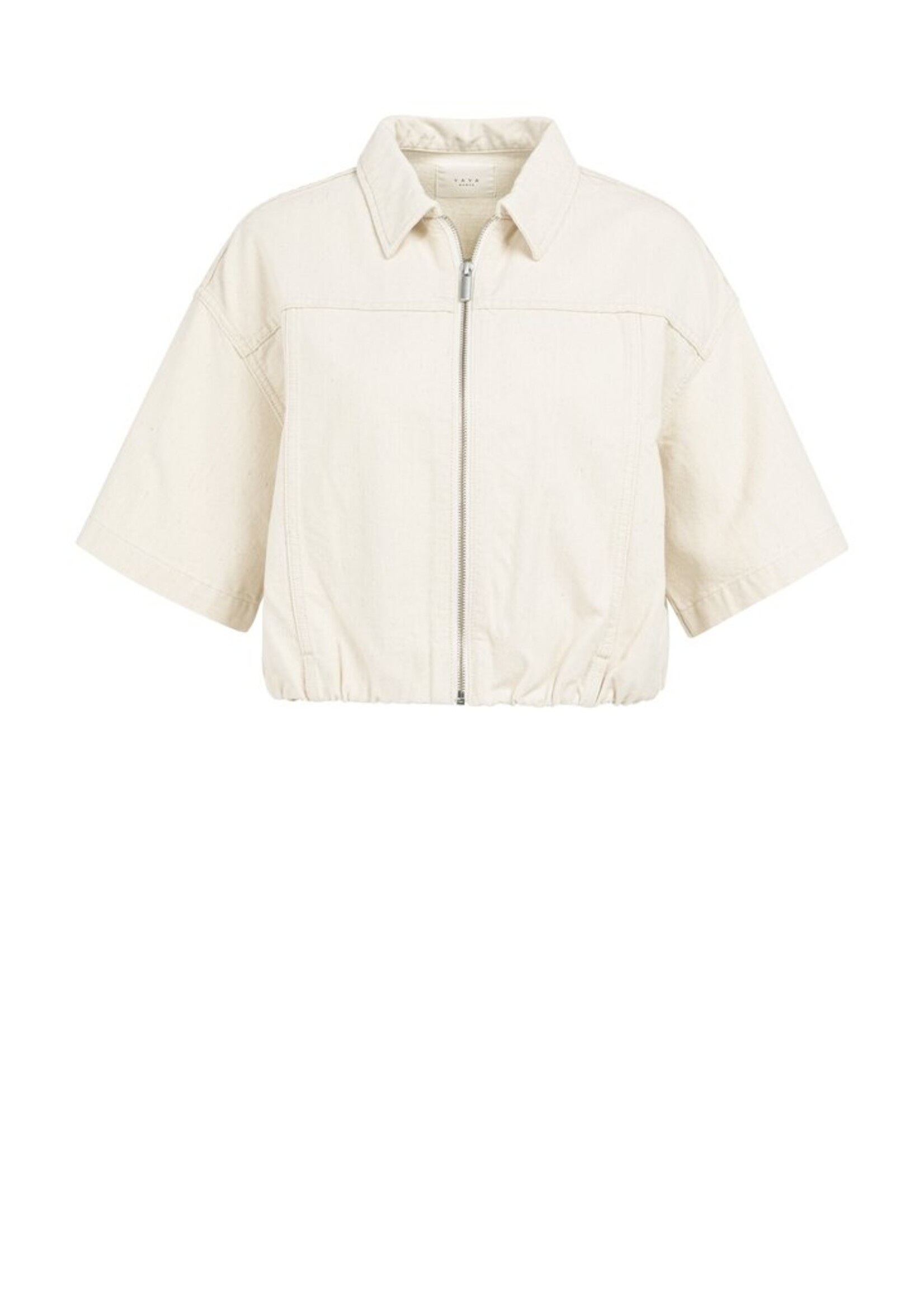 Yaya Yaya, Losvallend jack met denim uitstraling, Cloud creme white, Size: