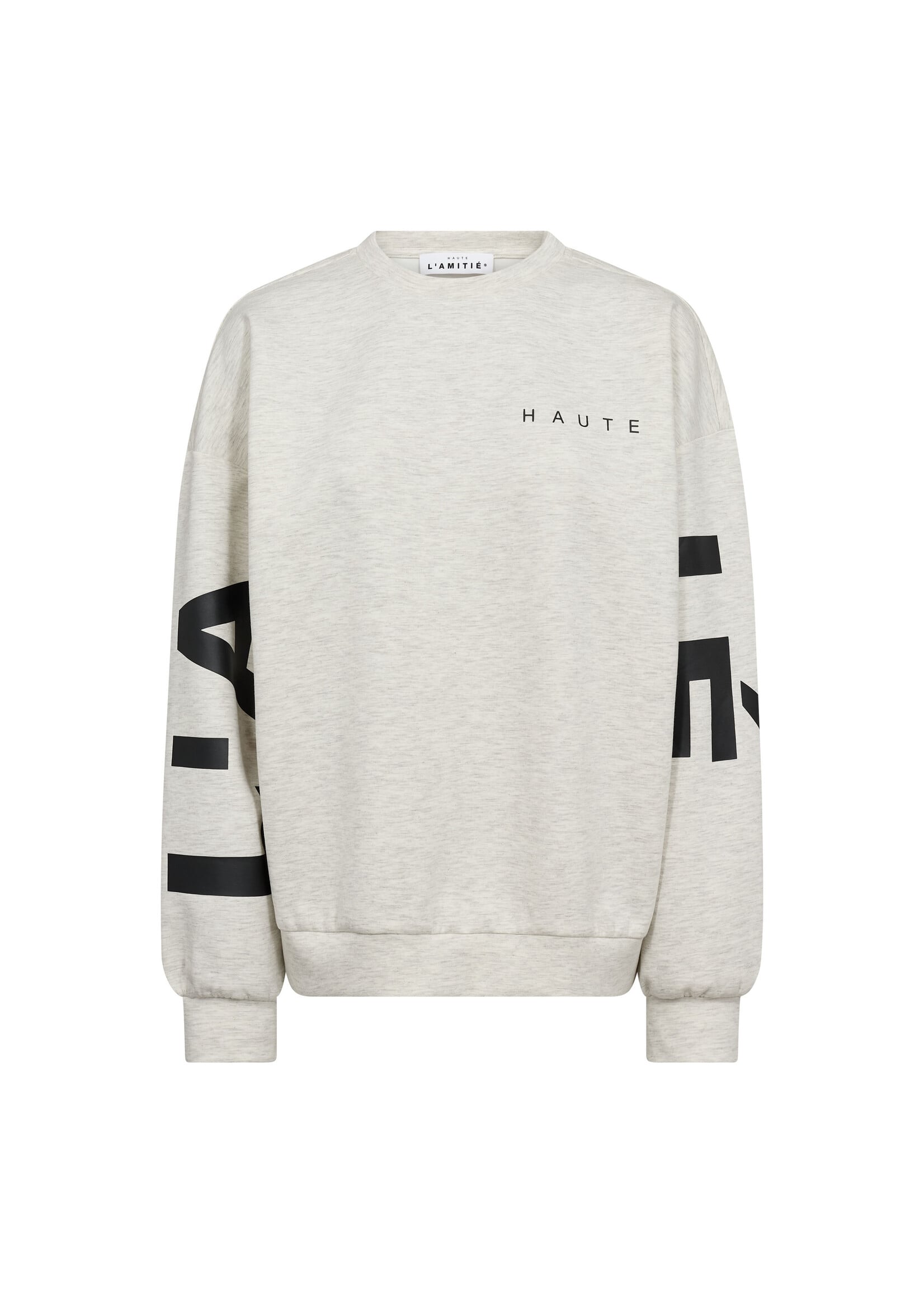 Haute L'amitie Haute l'amitié, Maxi Split Logo Sweat, Pearl melange, Size: