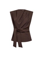 Co Couture Co'couture, LunaCC Pleat Top, Dark brown, Size: