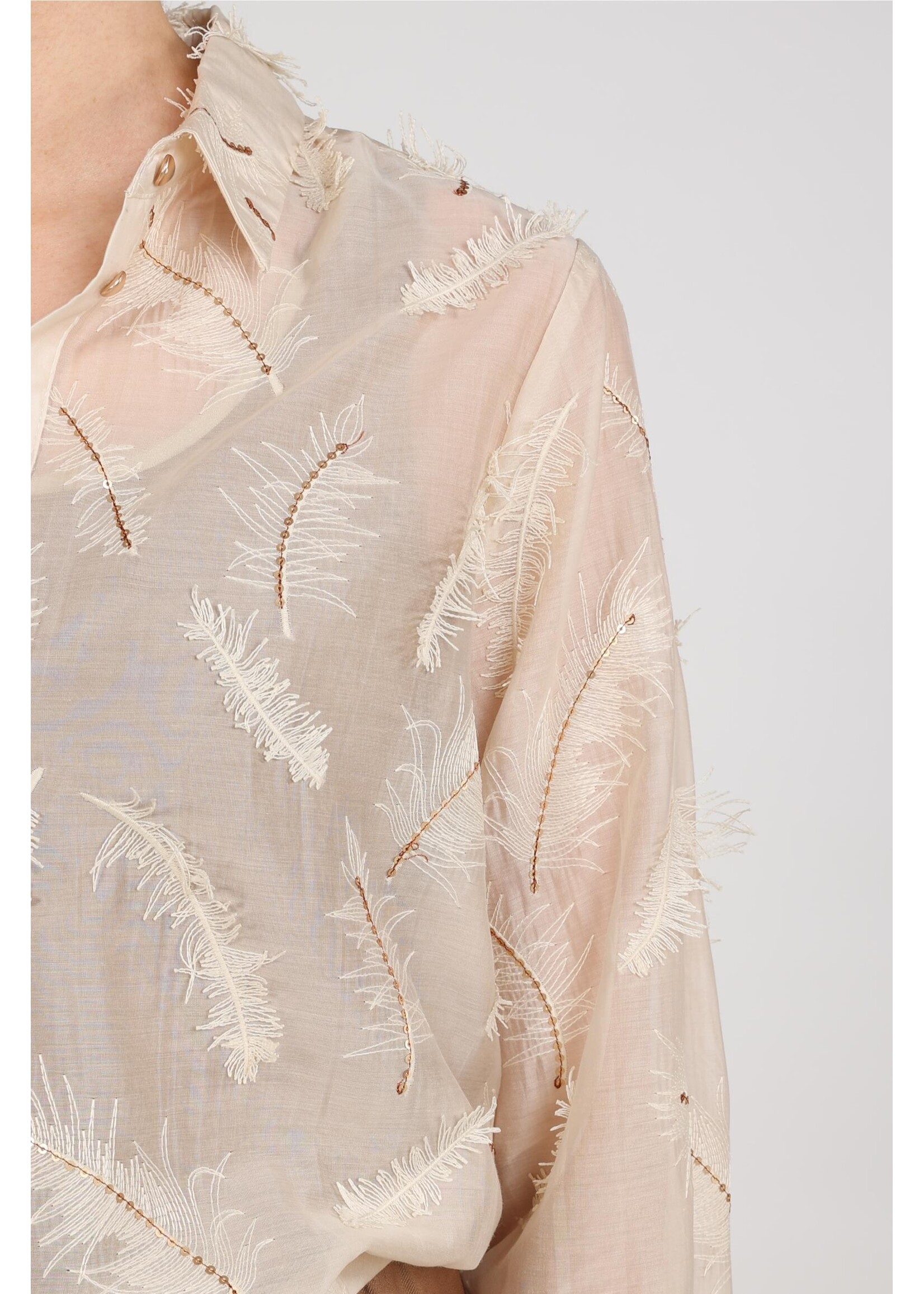 Nukus Nukus, Aysha Blouse Feathers, Sand, Size:
