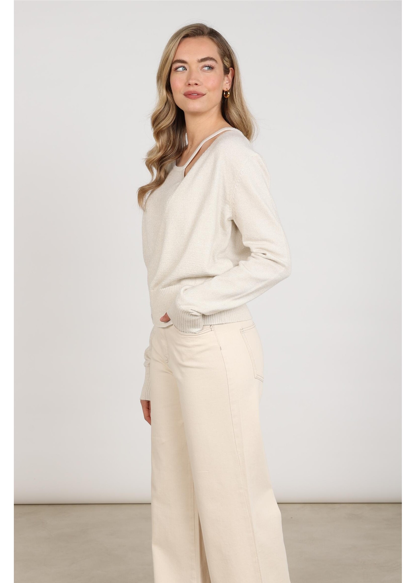 Nukus Nukus, Kolli Pullover Lurex, Off white, size: