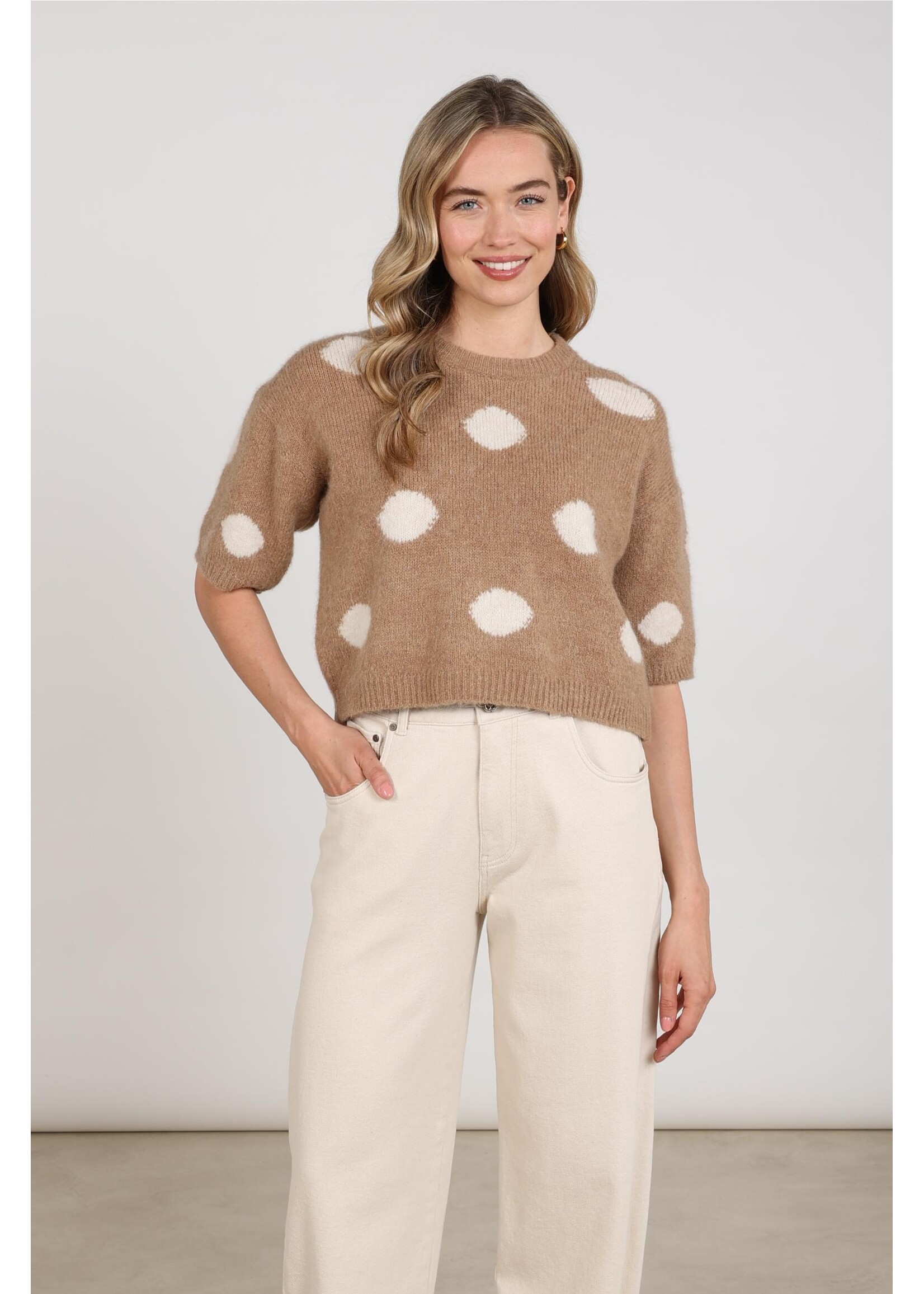 Nukus Nukus, Lara Pullover Dots , Taupe, Size: