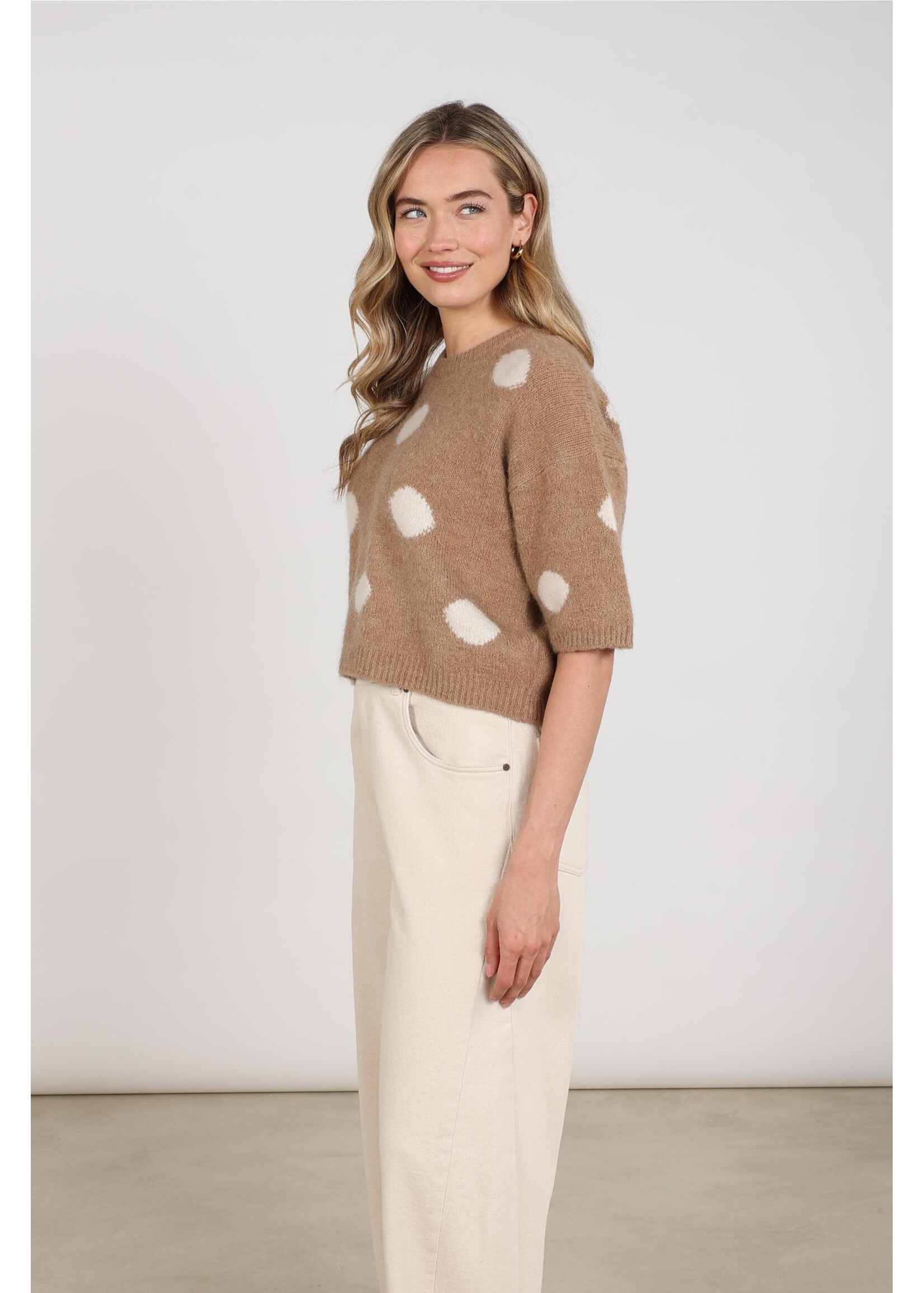 Nukus Nukus, Lara Pullover Dots , Taupe, Size: