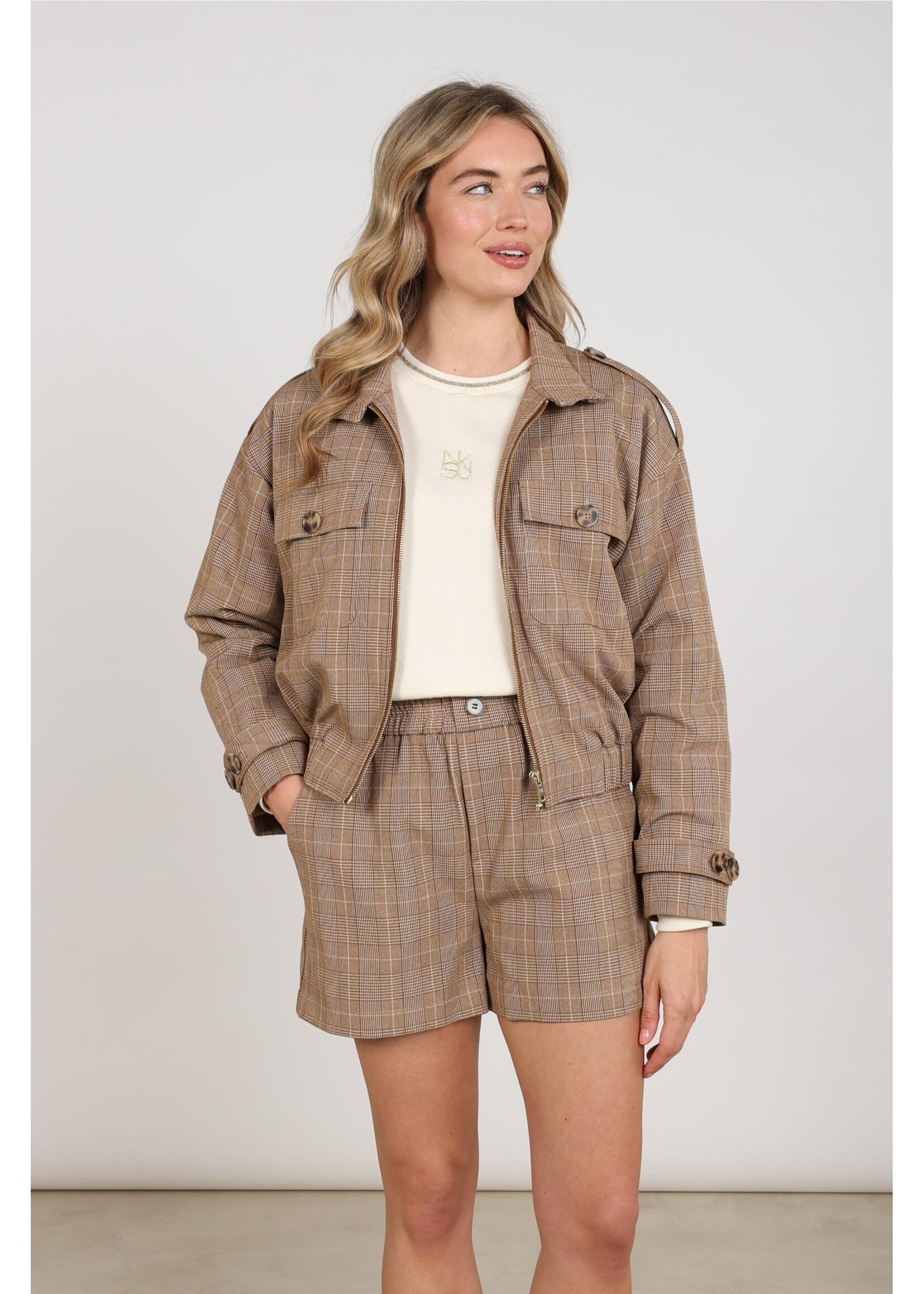 Nukus Nukus, Hope Jacket Check, Toffee, Size: