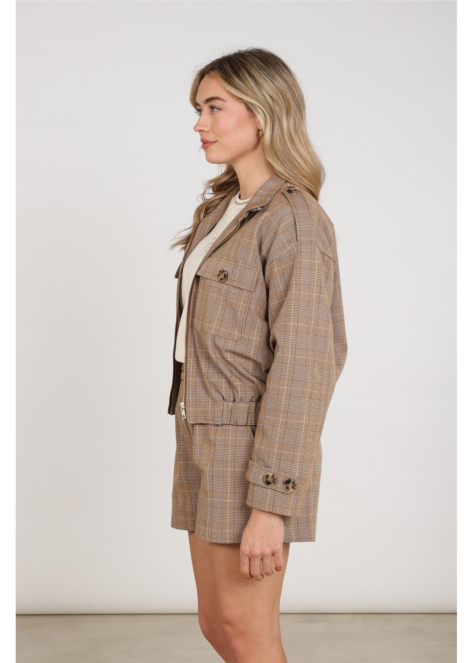 Nukus Nukus, Hope Jacket Check, Toffee, Size: