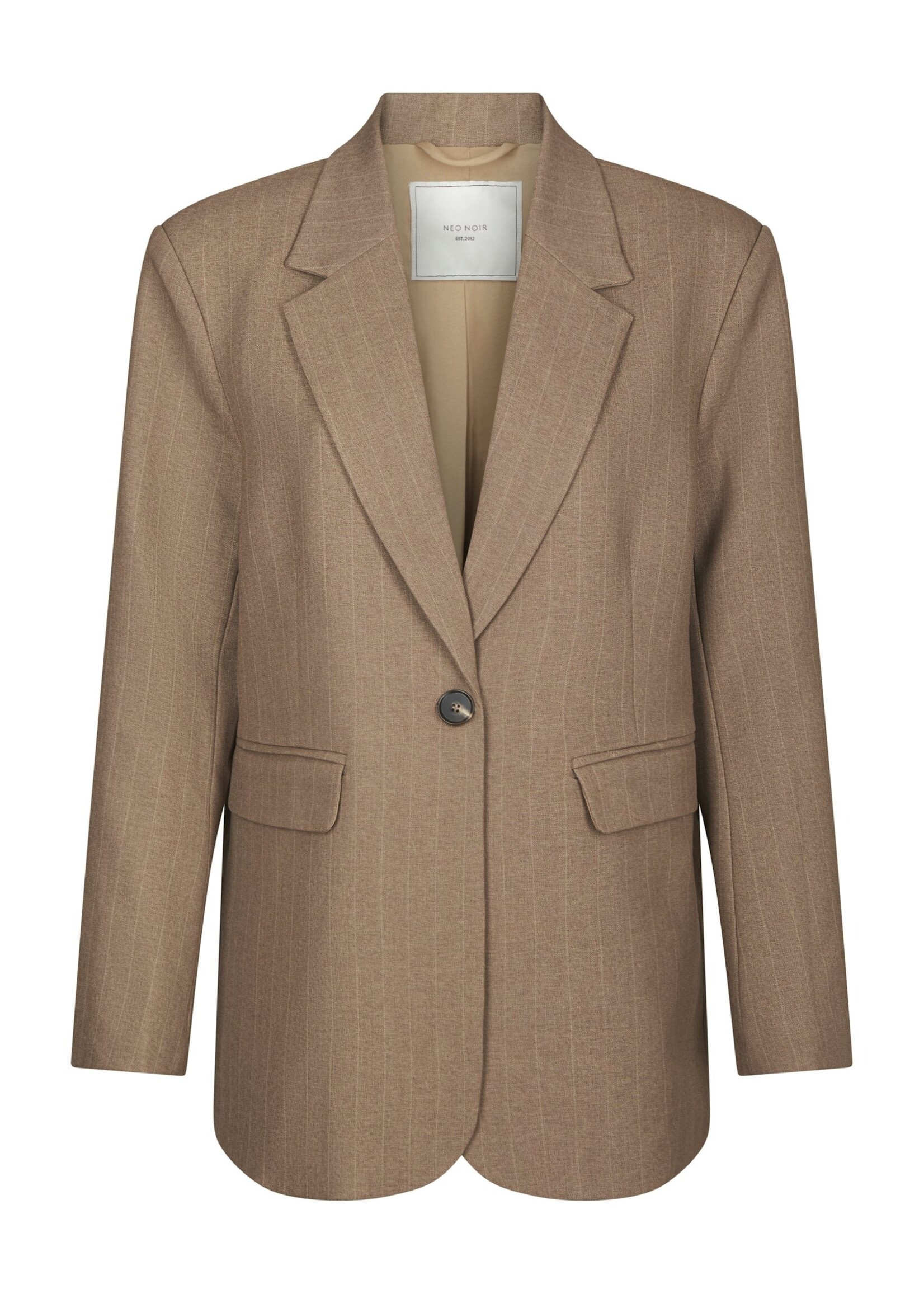 Neo Noir Neo Noir, Gaby Pinstripe Blazer, Taupe, size: